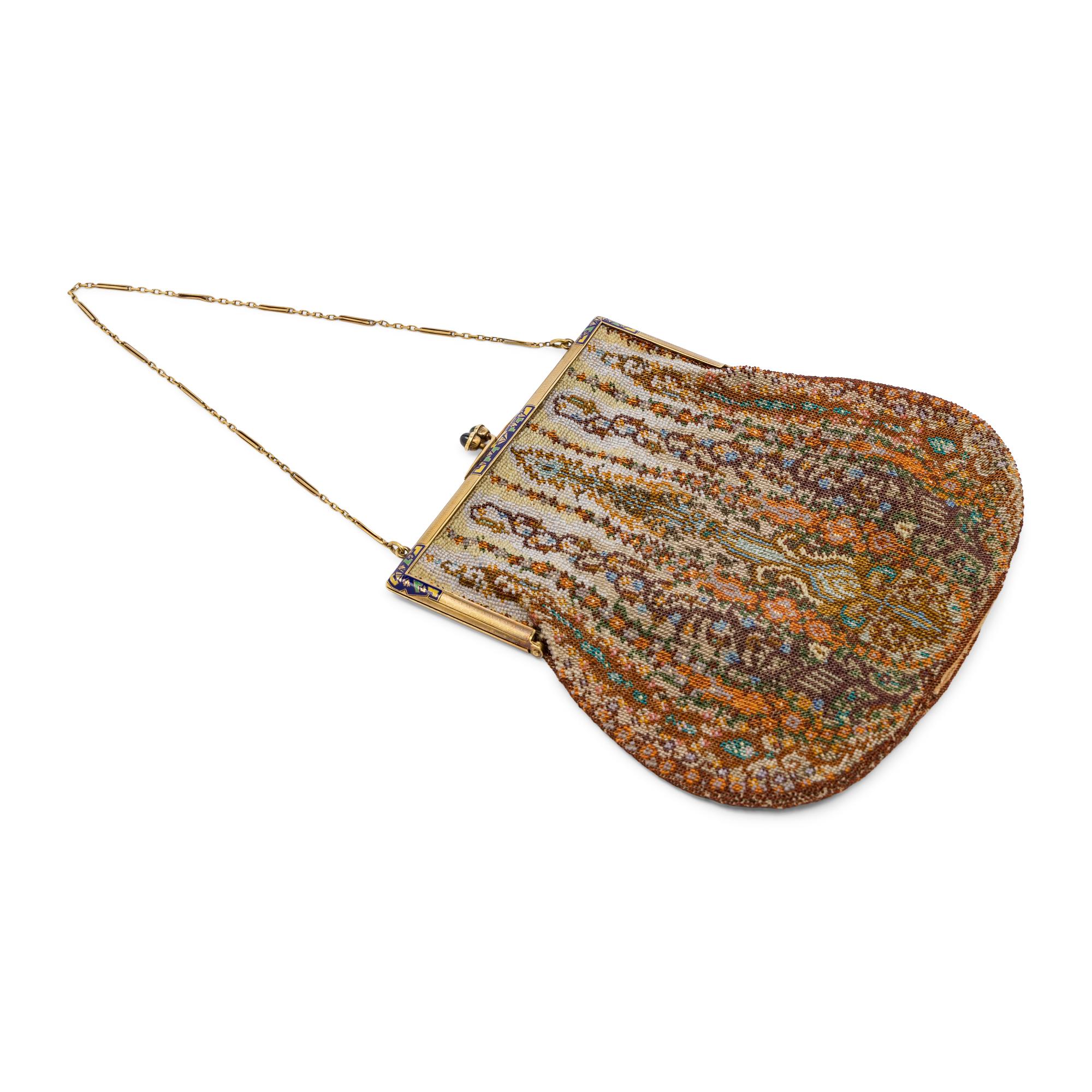 Tiffany & Co., 14k Gold & Beadwork Purse, c. 1920's