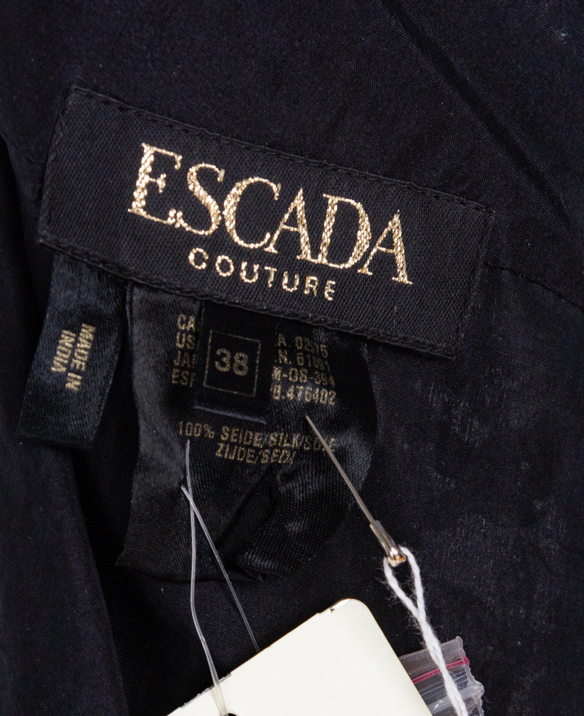 An Escada Black Silk Heavily Beaded and Embroidered Gown, Size 38.