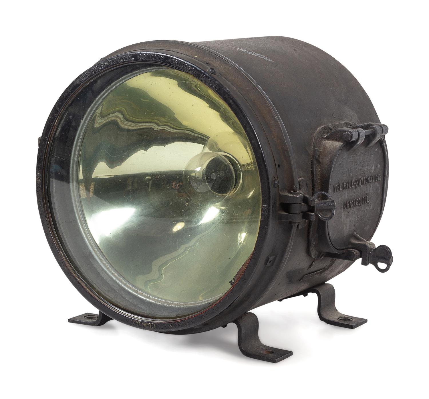 A Painted Metal Locomotive Head Lamp