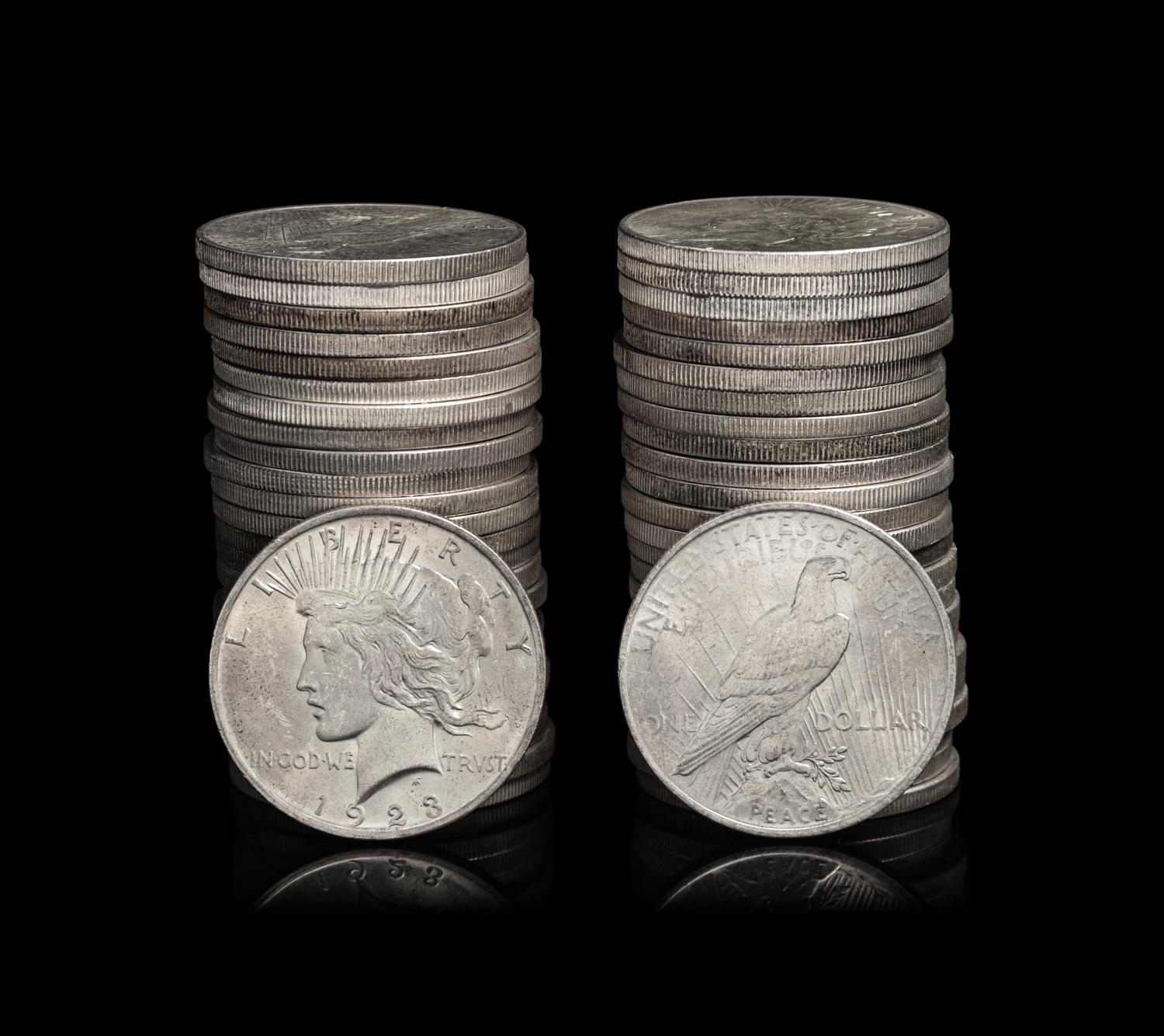 Fifty 1923 Peace $1 Coins