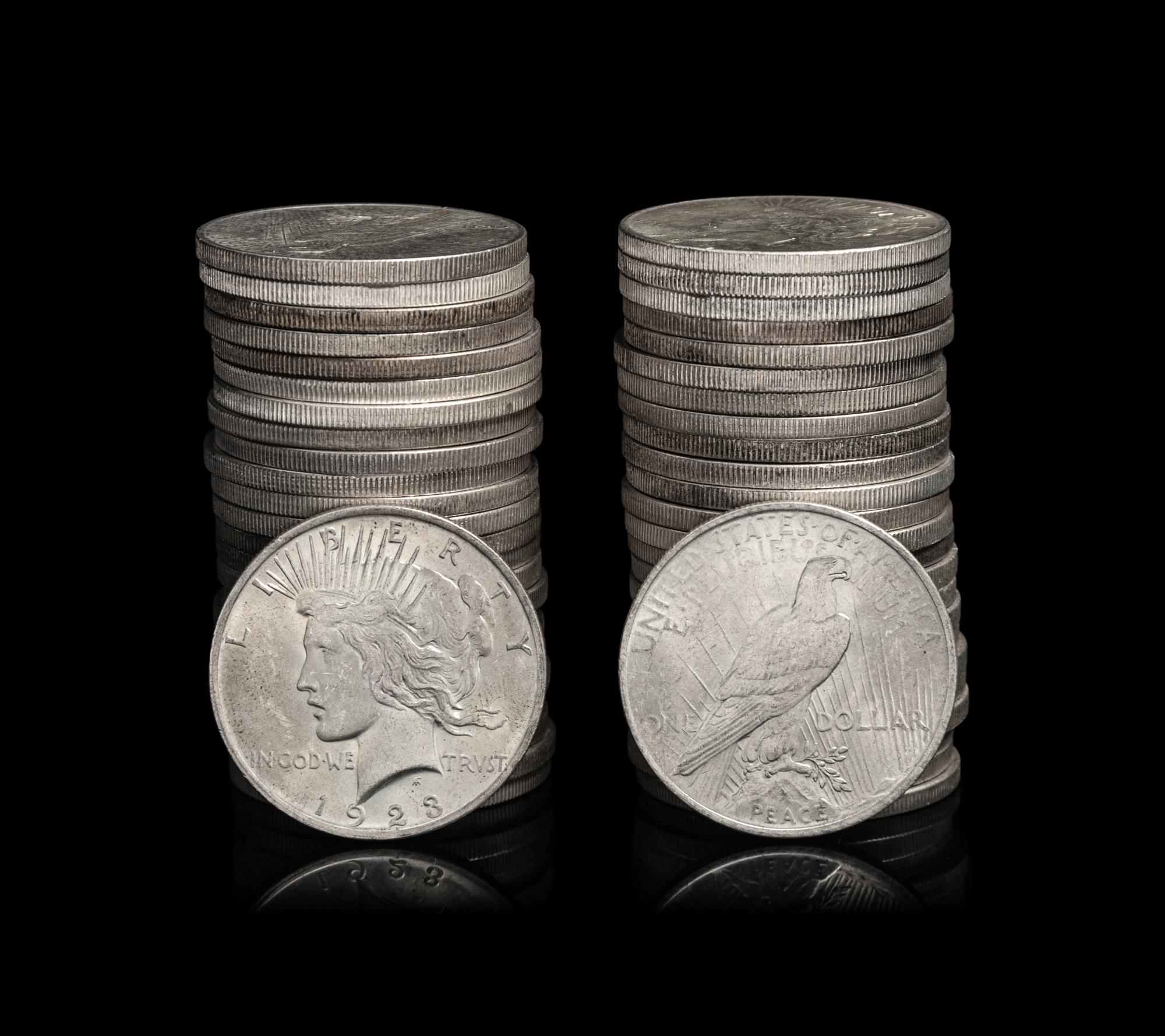 Fifty 1923 Peace $1 Coins