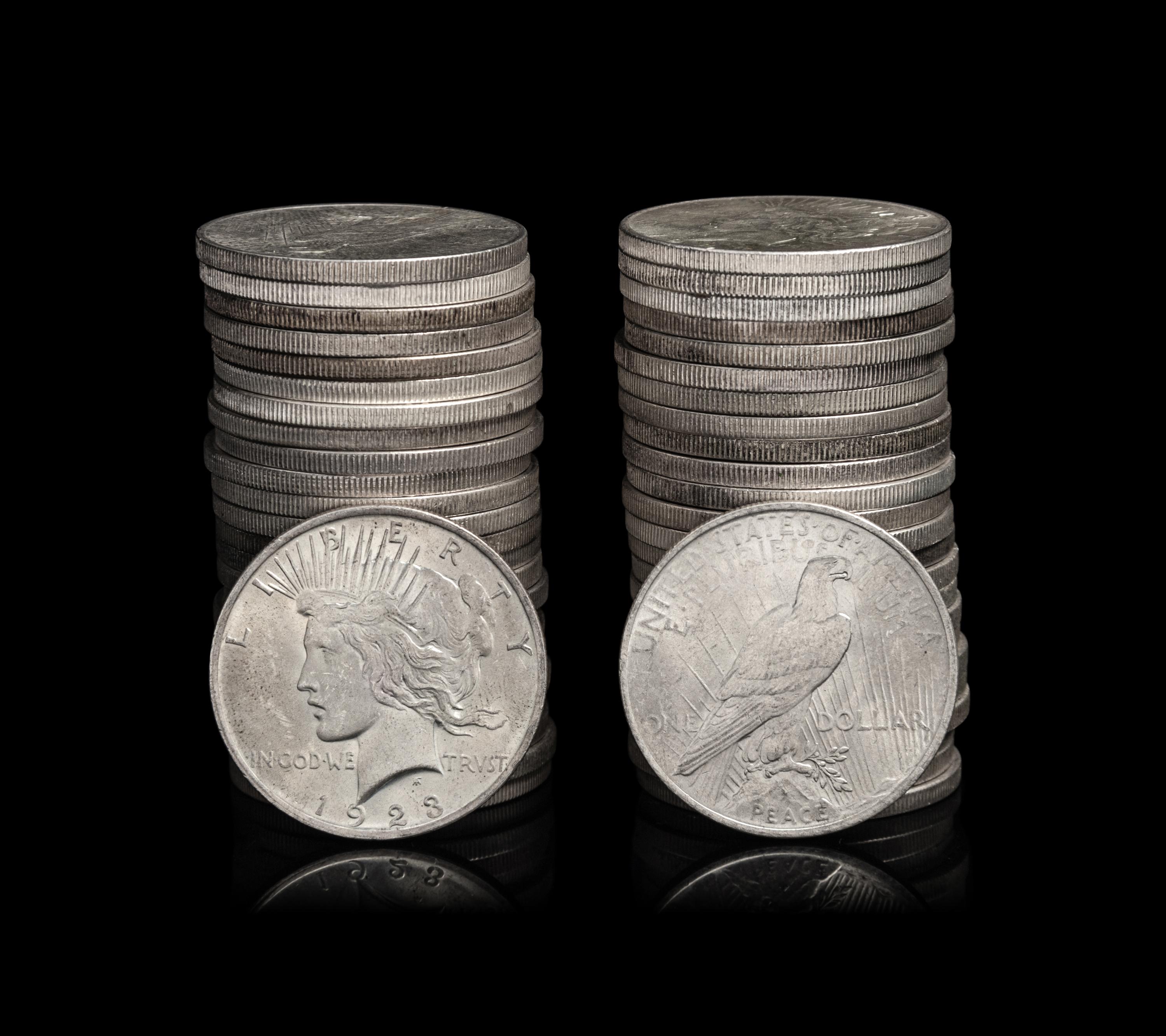 Fifty 1923 Peace $1 Coins