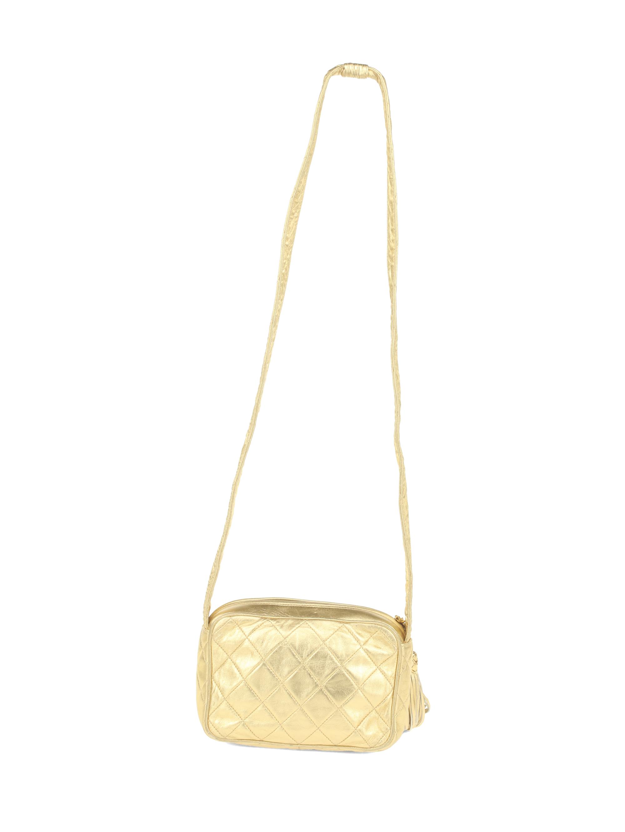Chanel Small Quilted Gold Leather Camera Bag