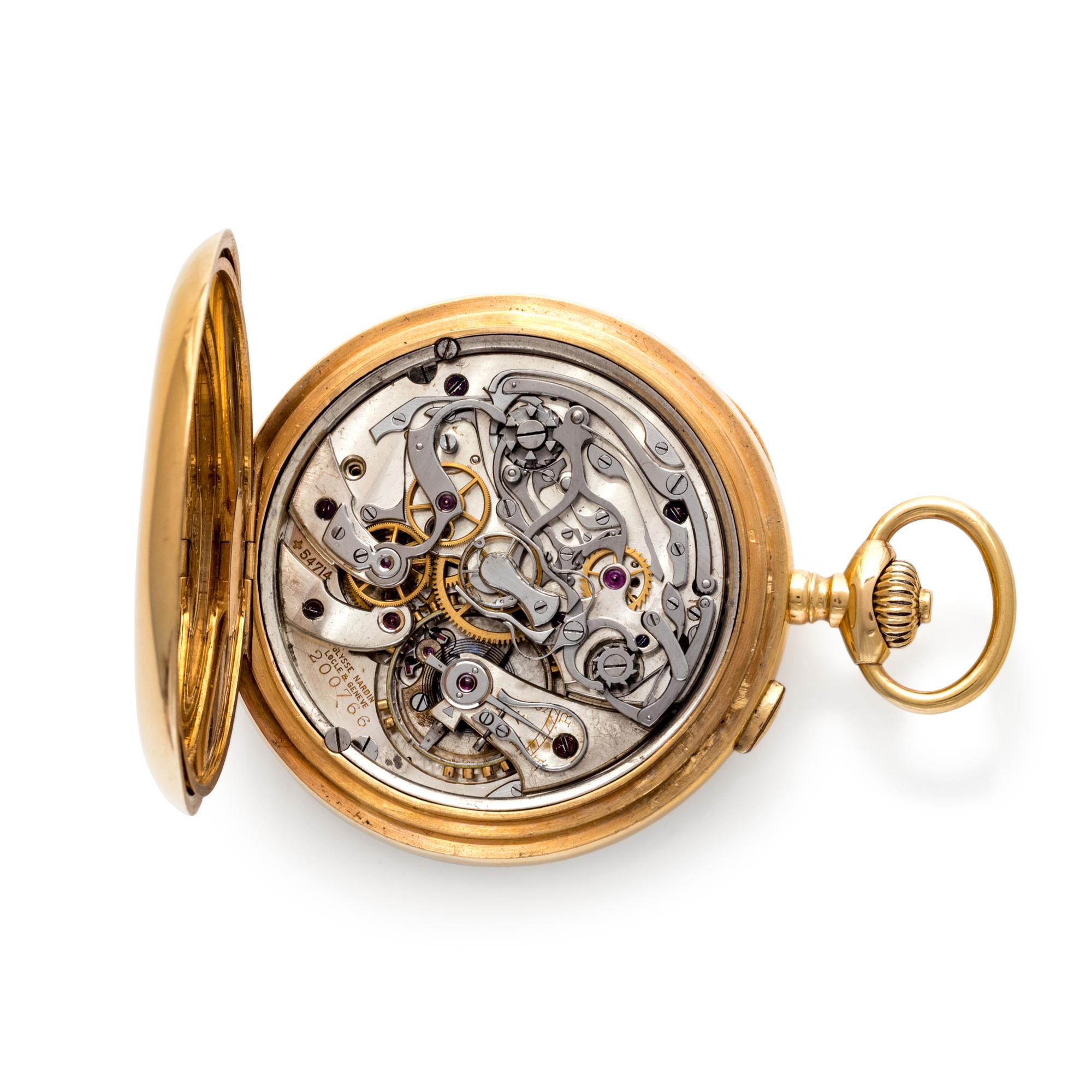 ULYSSE NARDIN, 18K YELLOW GOLD SPLIT SECOND CHRONOGRAPH OPEN FACE POCKET WATCH