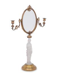 A Victorian Gilt Bronze and Frosted Glass Dressing Mirror