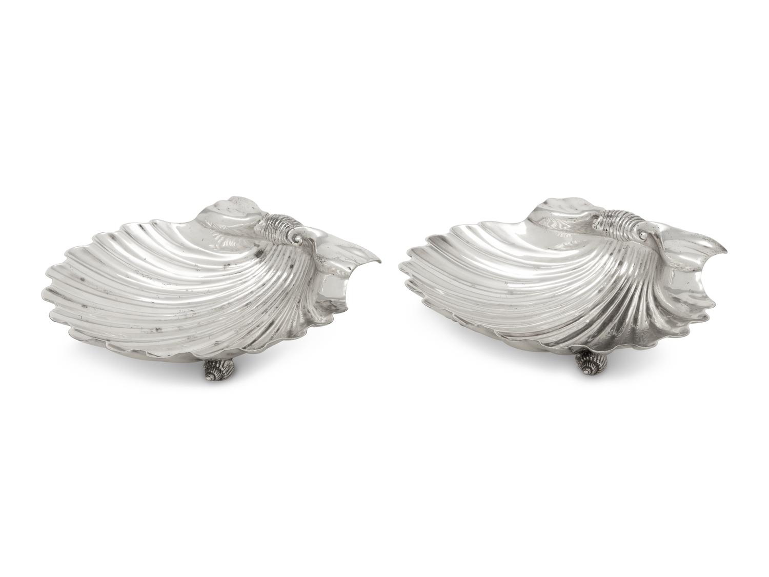 A Pair of Silver Shell-Form Dishes