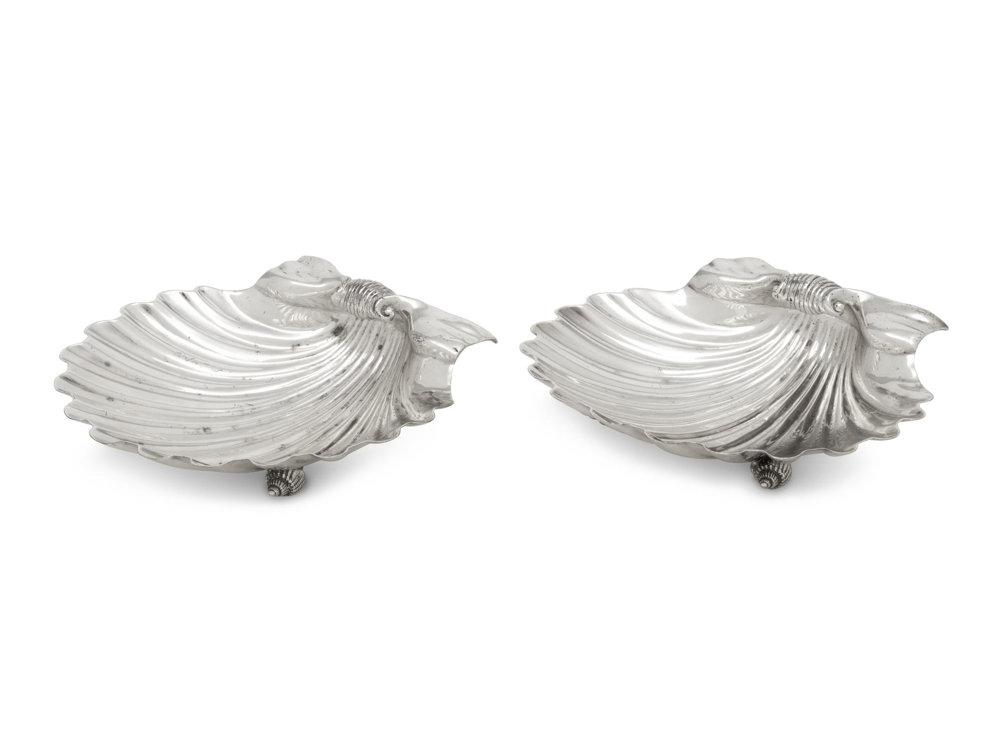 A Pair of Silver Shell-Form Dishes
