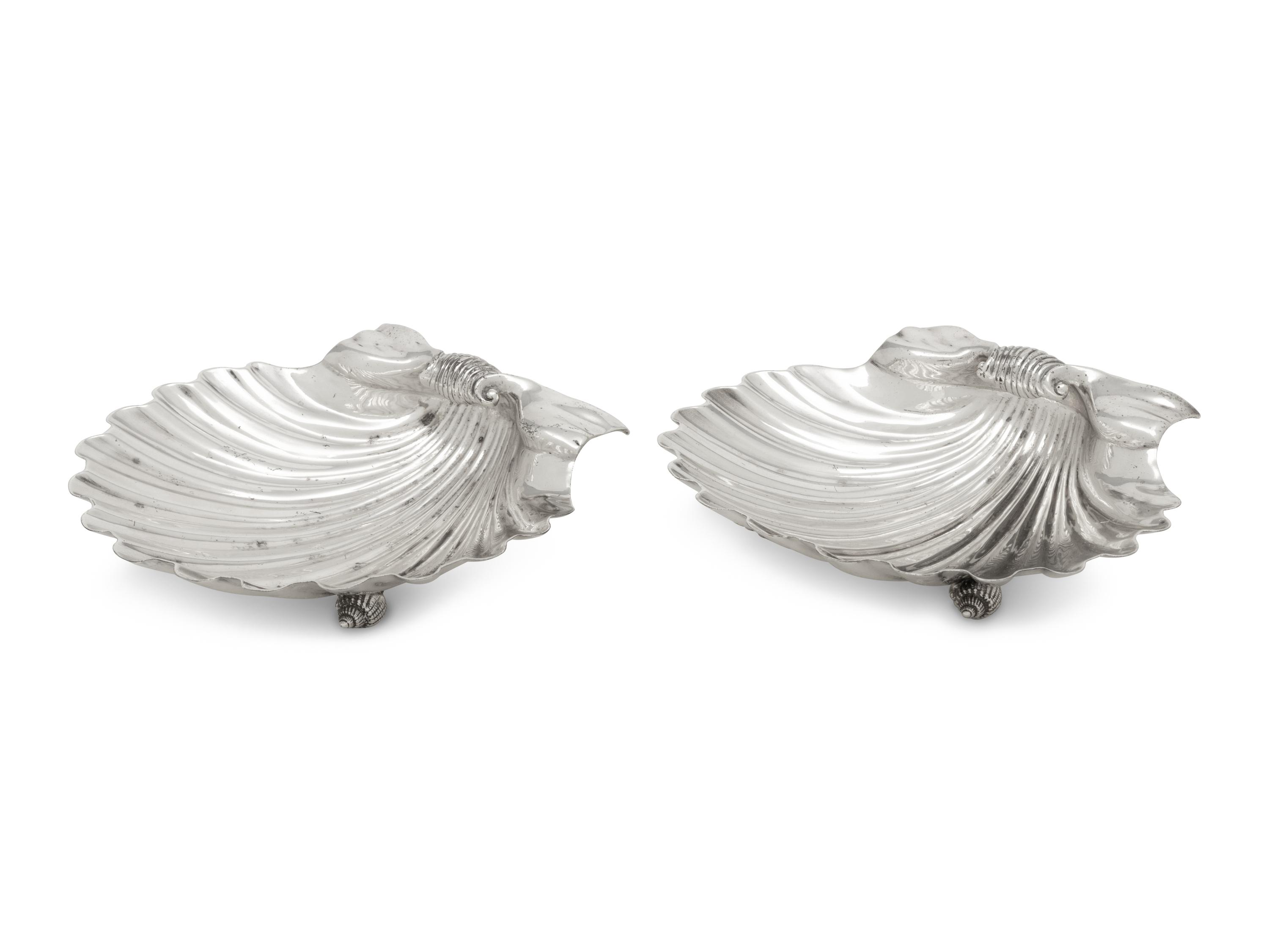 A Pair of Silver Shell-Form Dishes
