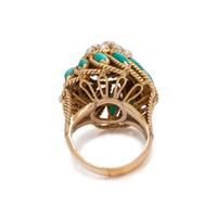 SYNTHETIC TURQUOISE AND SEED PEARL RING
