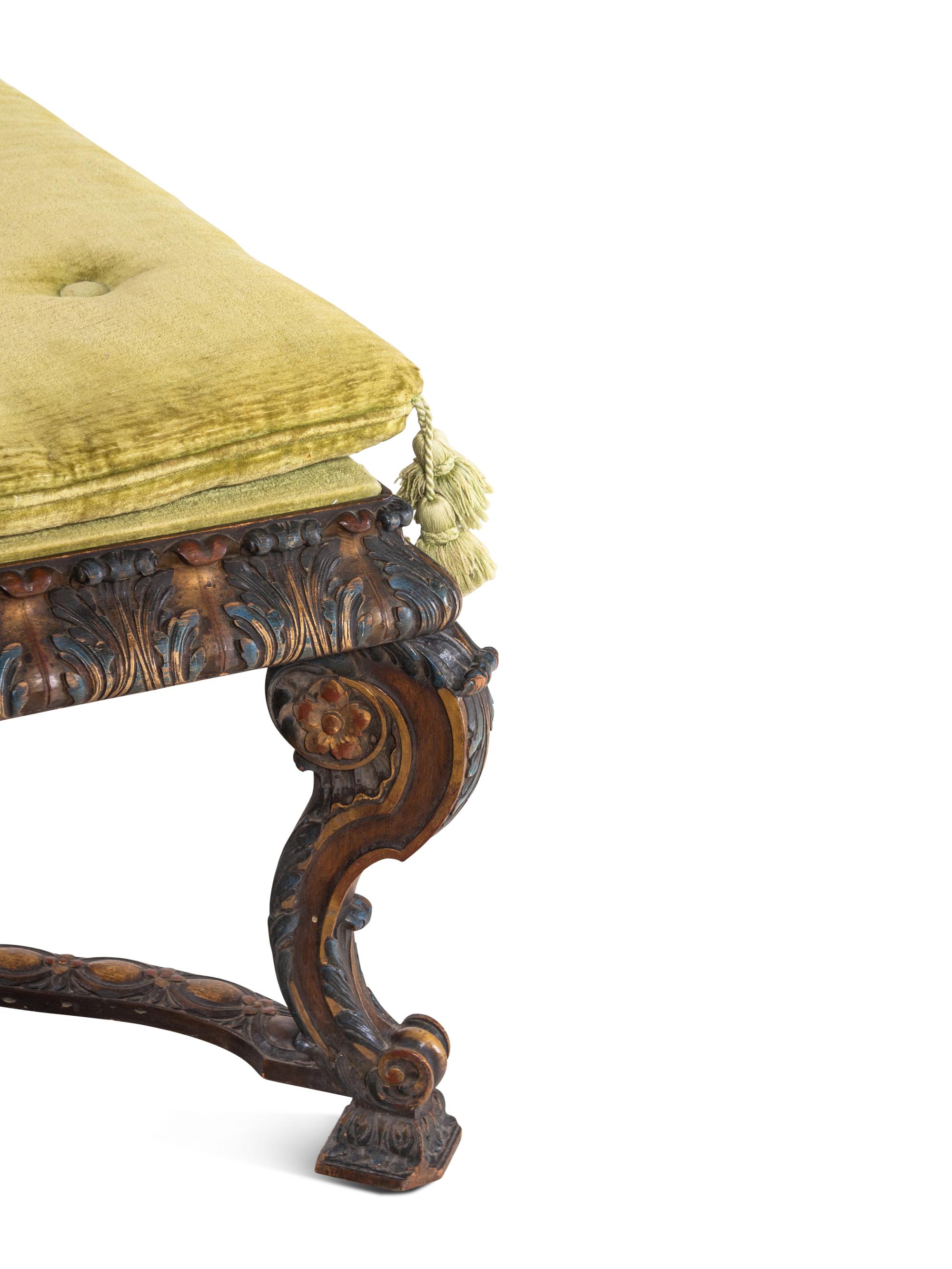 A Louis XIV Style Painted Bench