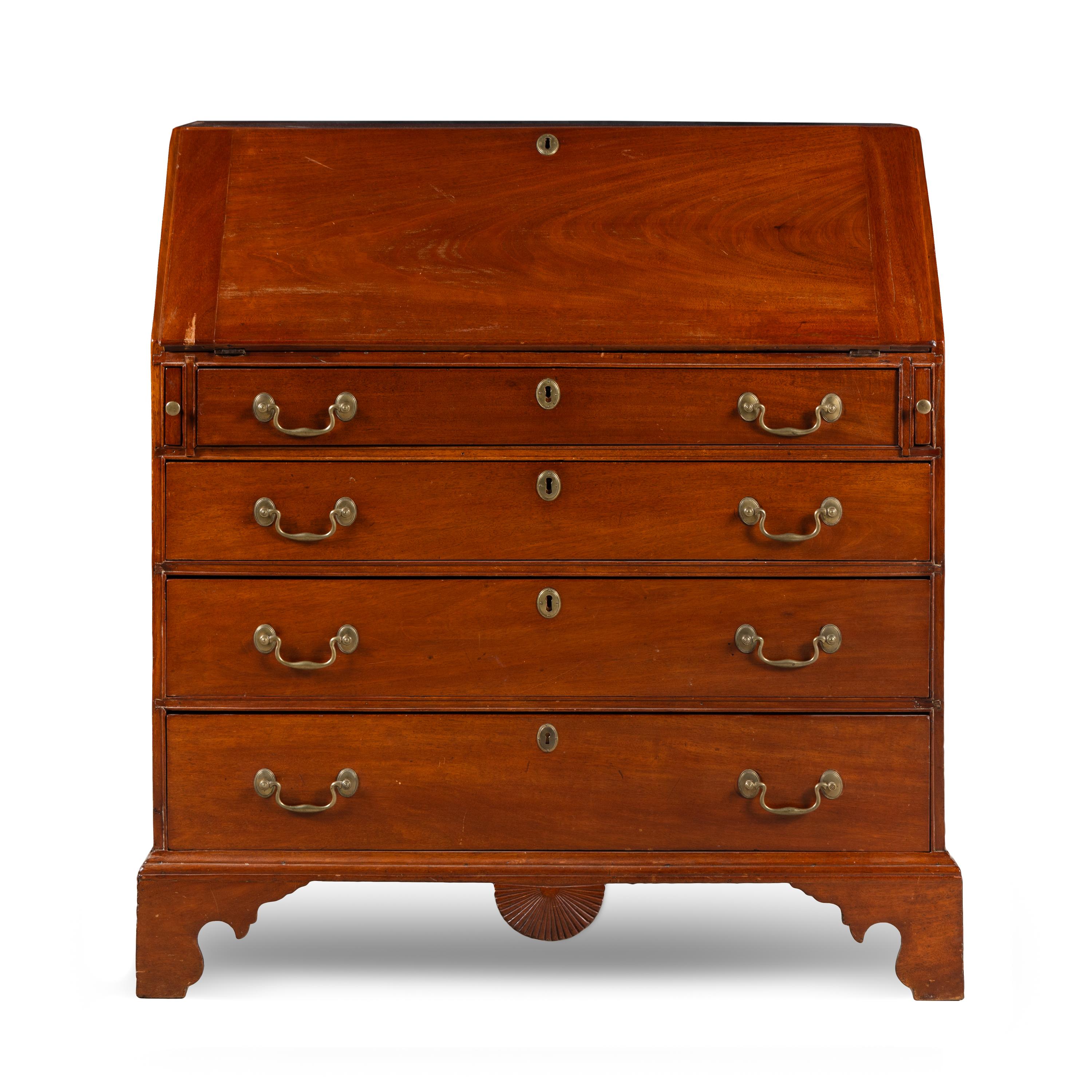 A Chippendale Carved Mahogany Slant-Front Desk