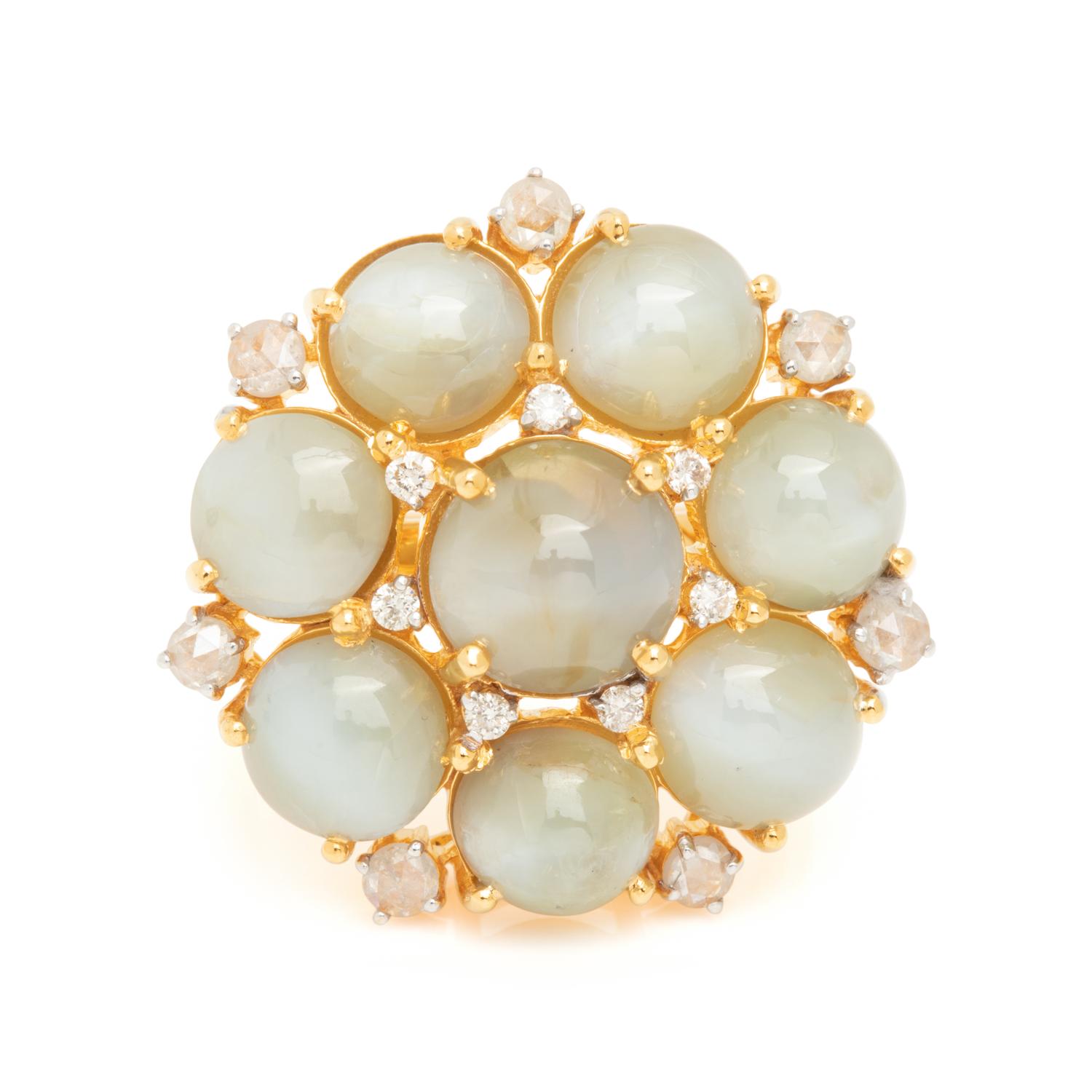 CAT'S EYE CHRYSOBERYL AND DIAMOND RING