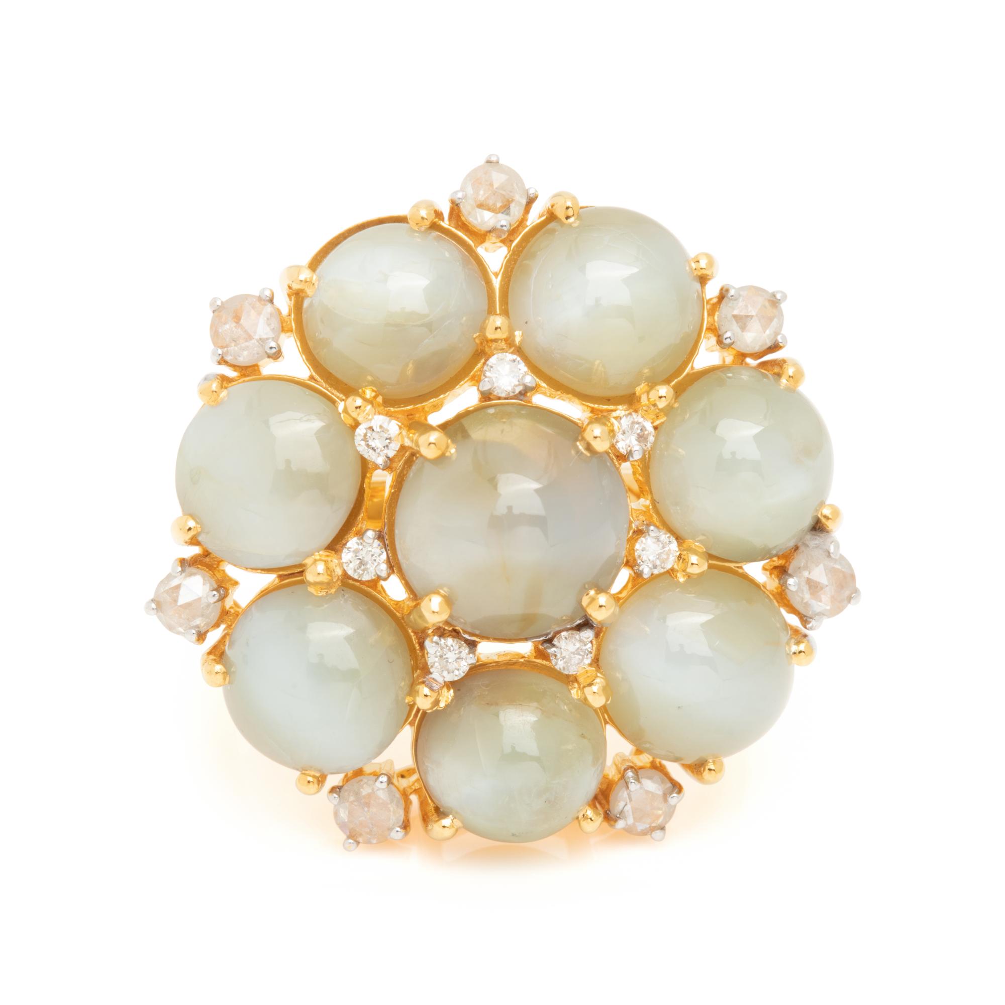 CAT'S EYE CHRYSOBERYL AND DIAMOND RING