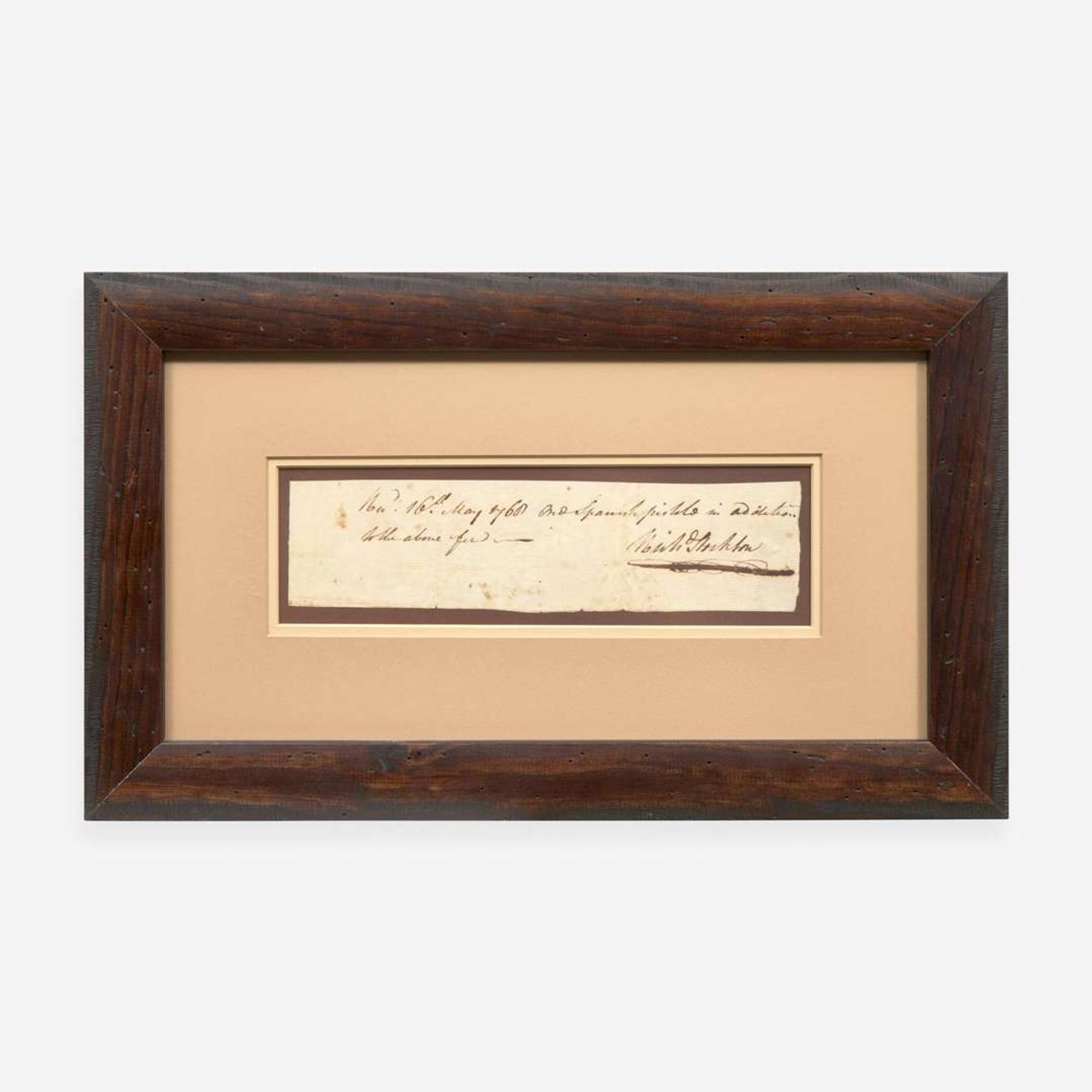 [Declaration of Independence] [New Jersey] Stockton, Richard Autograph Note, signed