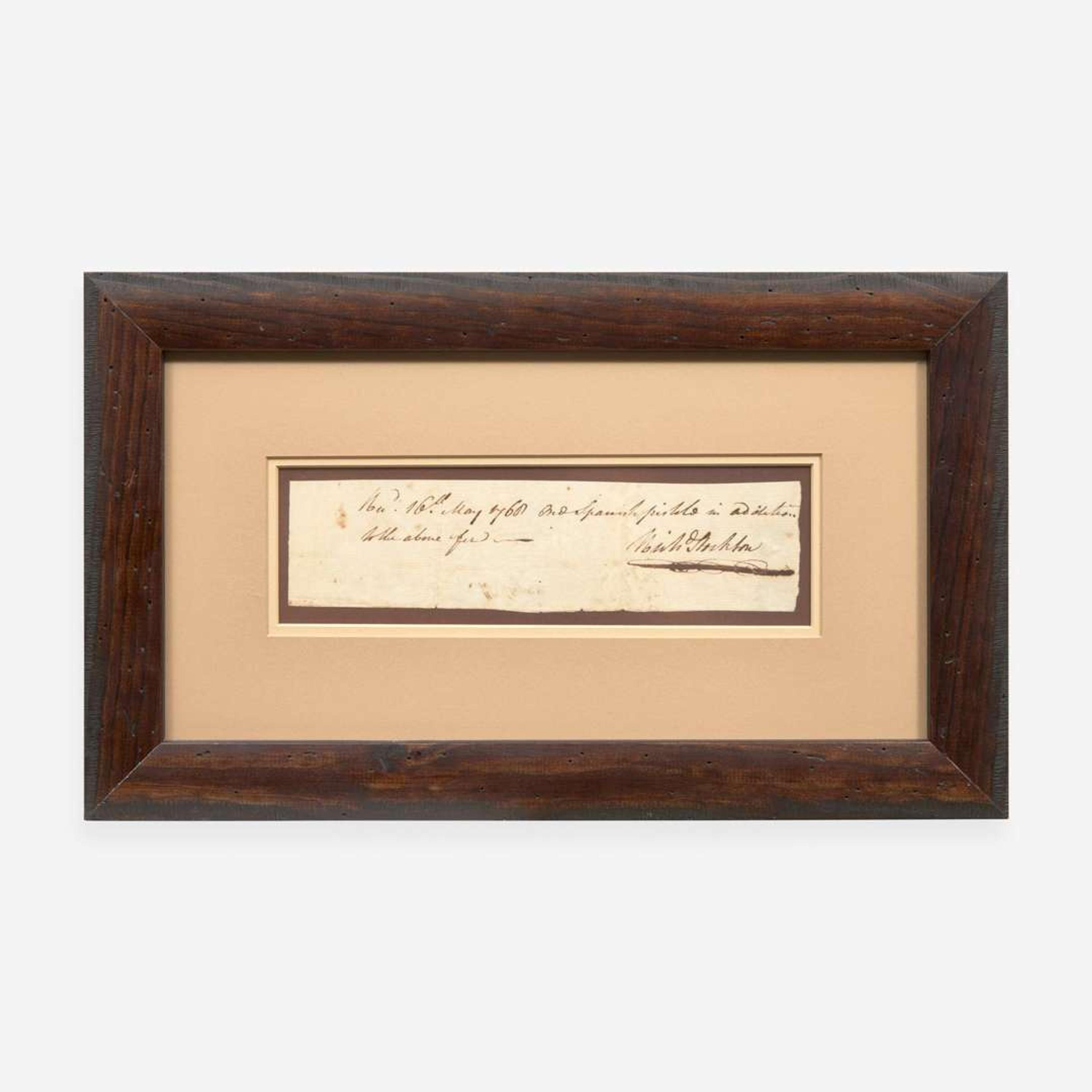 [Declaration of Independence] [New Jersey] Stockton, Richard Autograph Note, signed