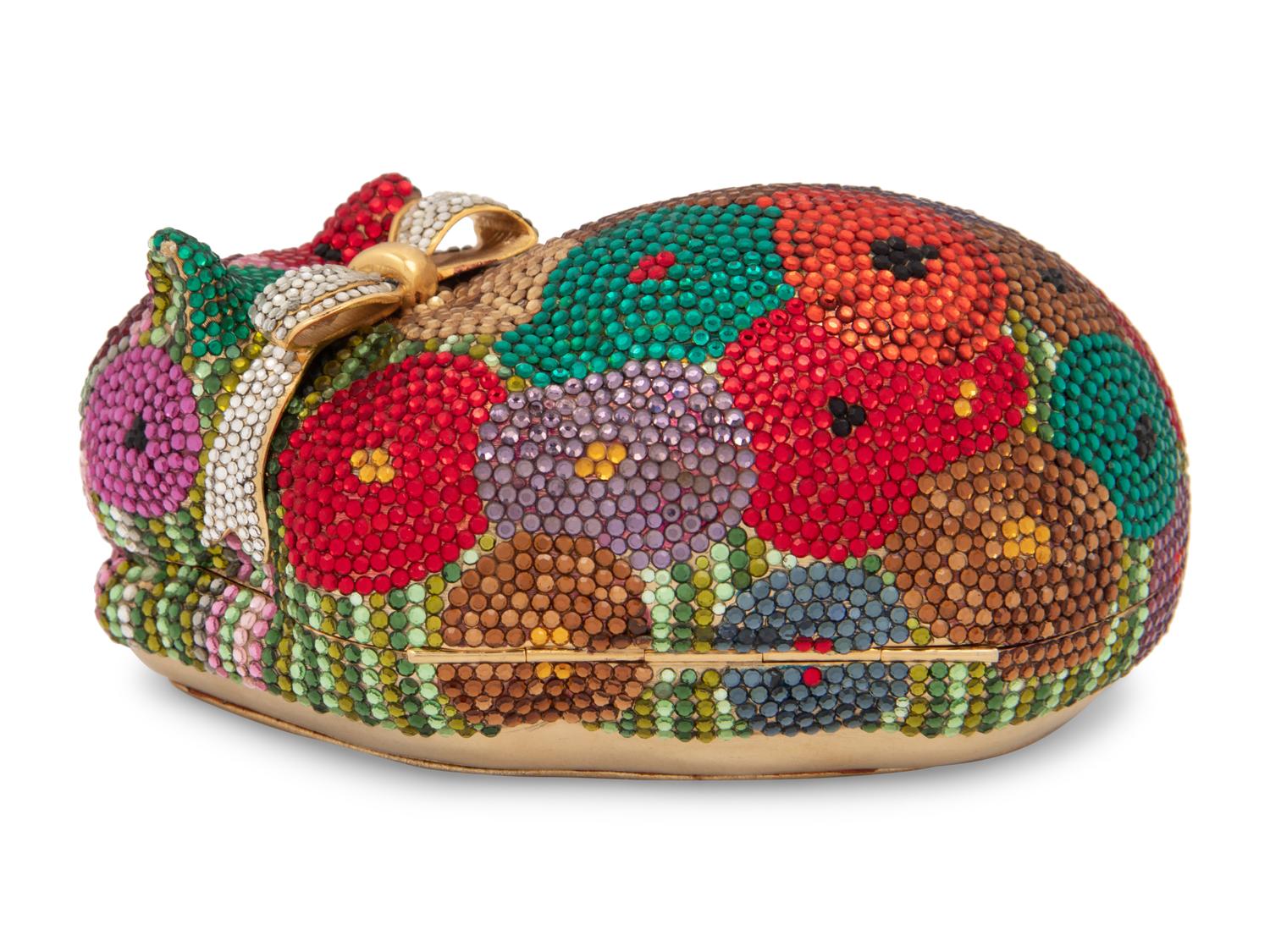 Judith Leiber Floral Sleeping Cat Minaudière, 1984