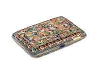 A Russian Shaded Enamel Silver-Gilt Cigarette Case