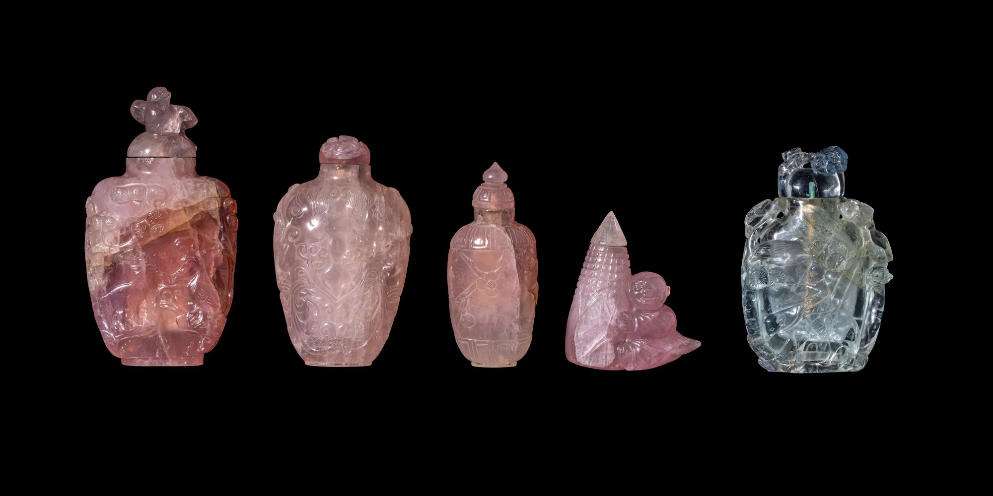 Five Chinese Precious Stone Snuff Bottles