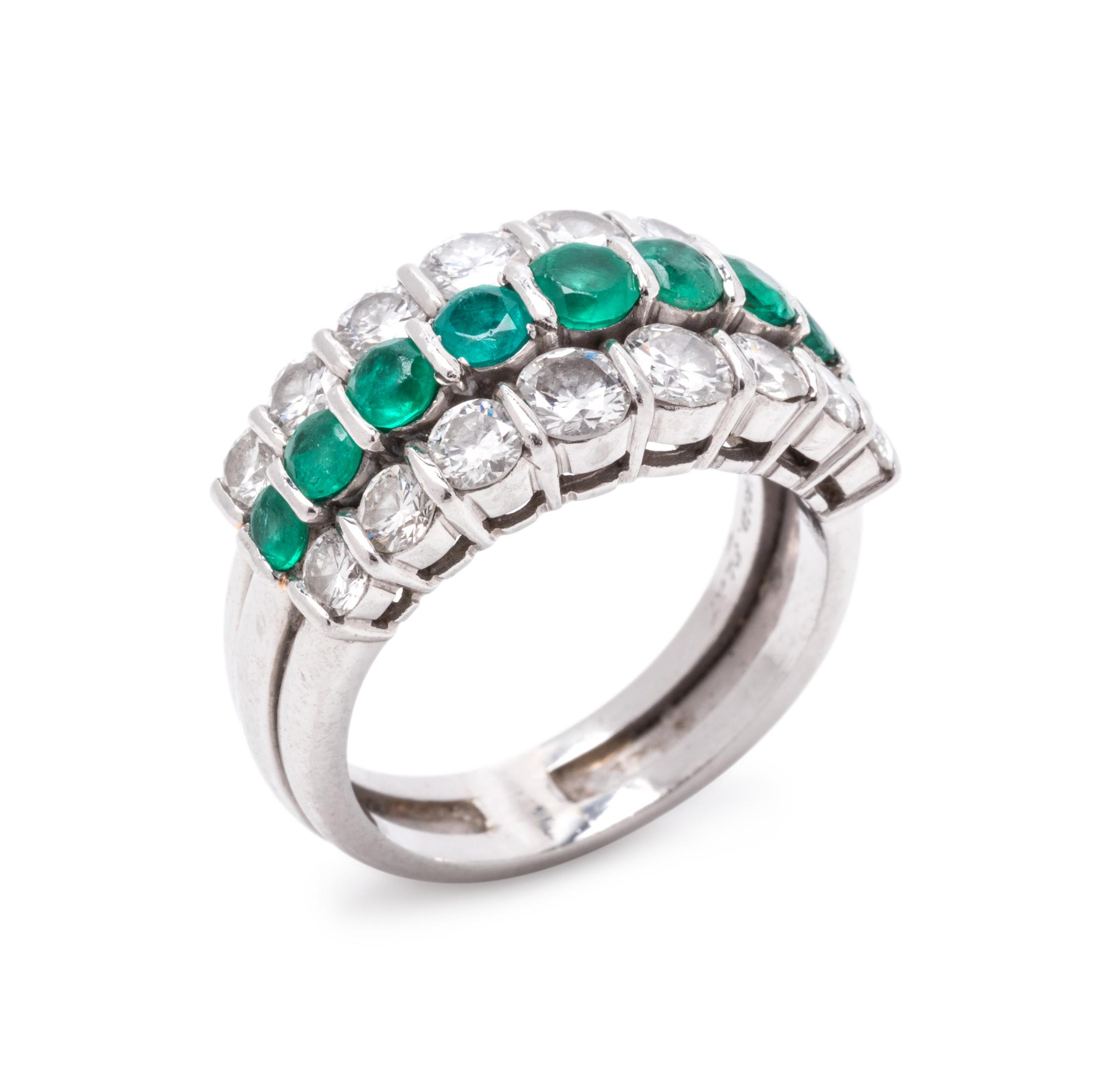 TIFFANY & CO., DIAMOND AND EMERALD RING