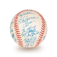 A 1991 Atlanta Braves National League Champions Team Signed Autograph Baseball With 28 Signatures (Beckett Authentication Services Letter BAS Certified),