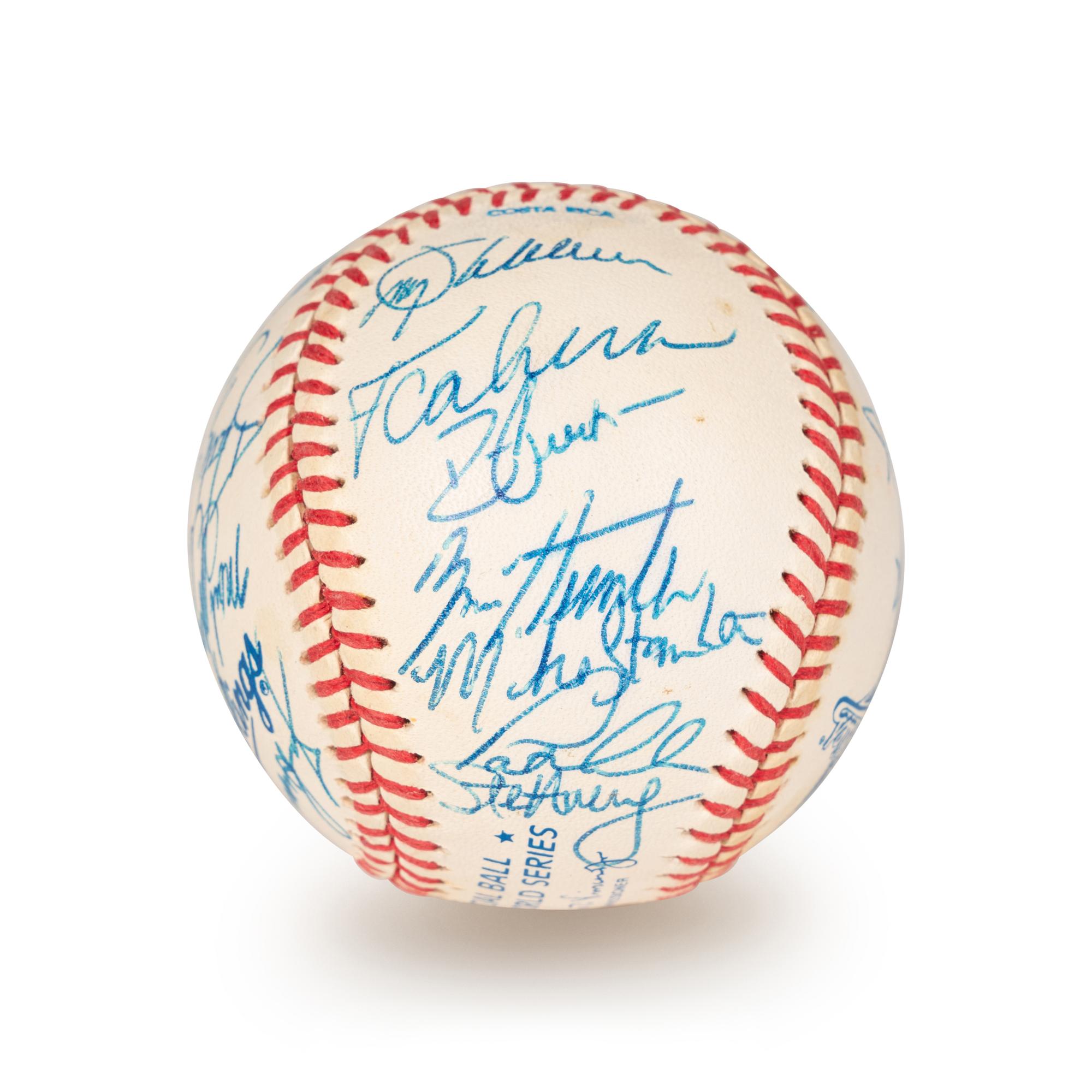 A 1991 Atlanta Braves National League Champions Team Signed Autograph Baseball With 28 Signatures (Beckett Authentication Services Letter BAS Certified),