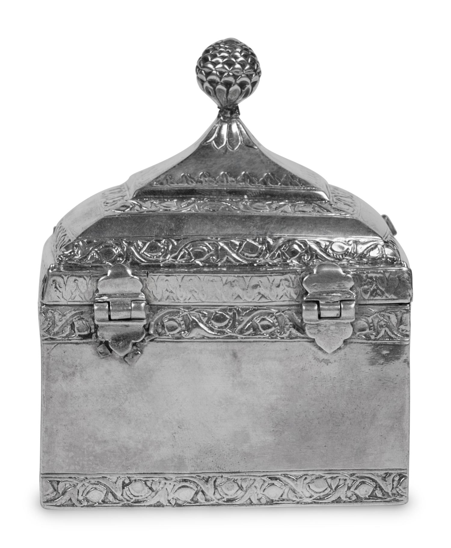 An Indian Silver Scent Flask Caddy