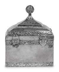 An Indian Silver Scent Flask Caddy