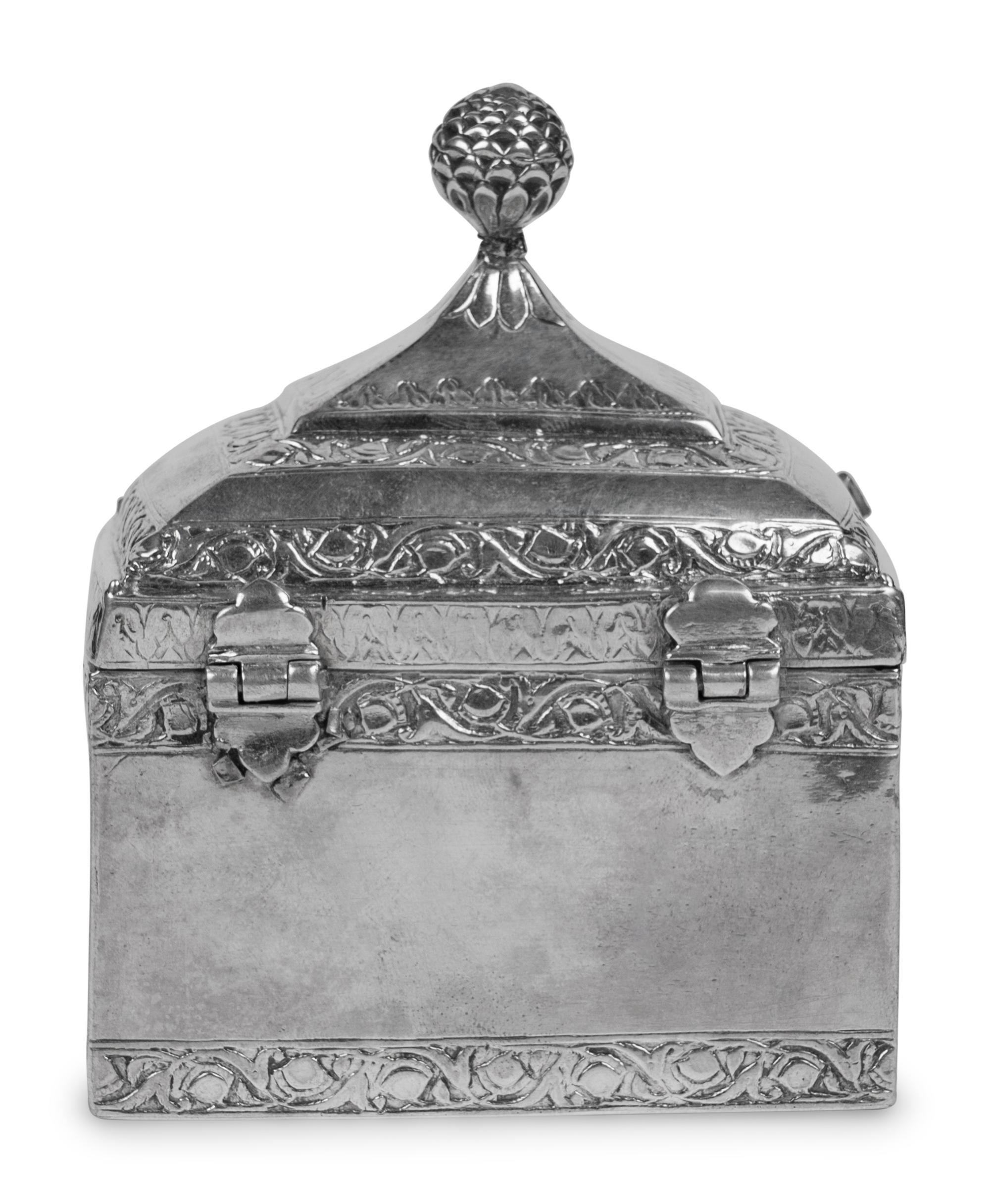 An Indian Silver Scent Flask Caddy