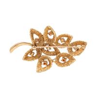 YELLOW GOLD AND MULTIGEM LEAF BROOCH