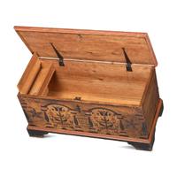 A Chippendale Grain and Polychrome Paint Decorated Pine Blanket Chest