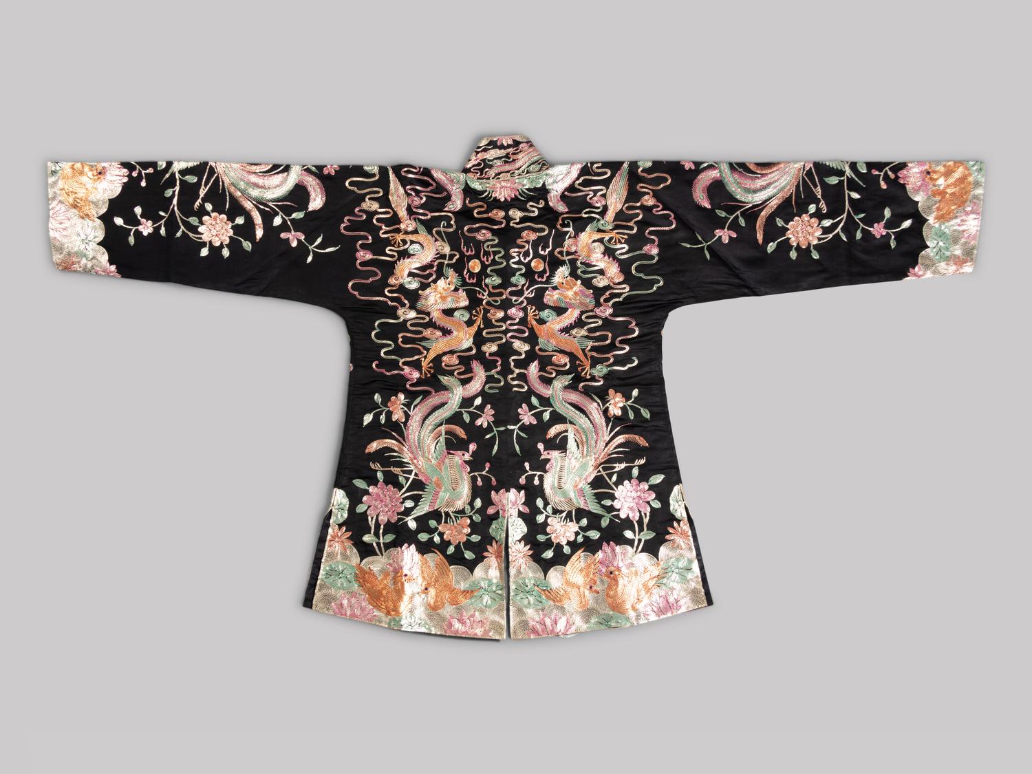 Two Sets of Chinese Embroidered Silk Wedding Gowns