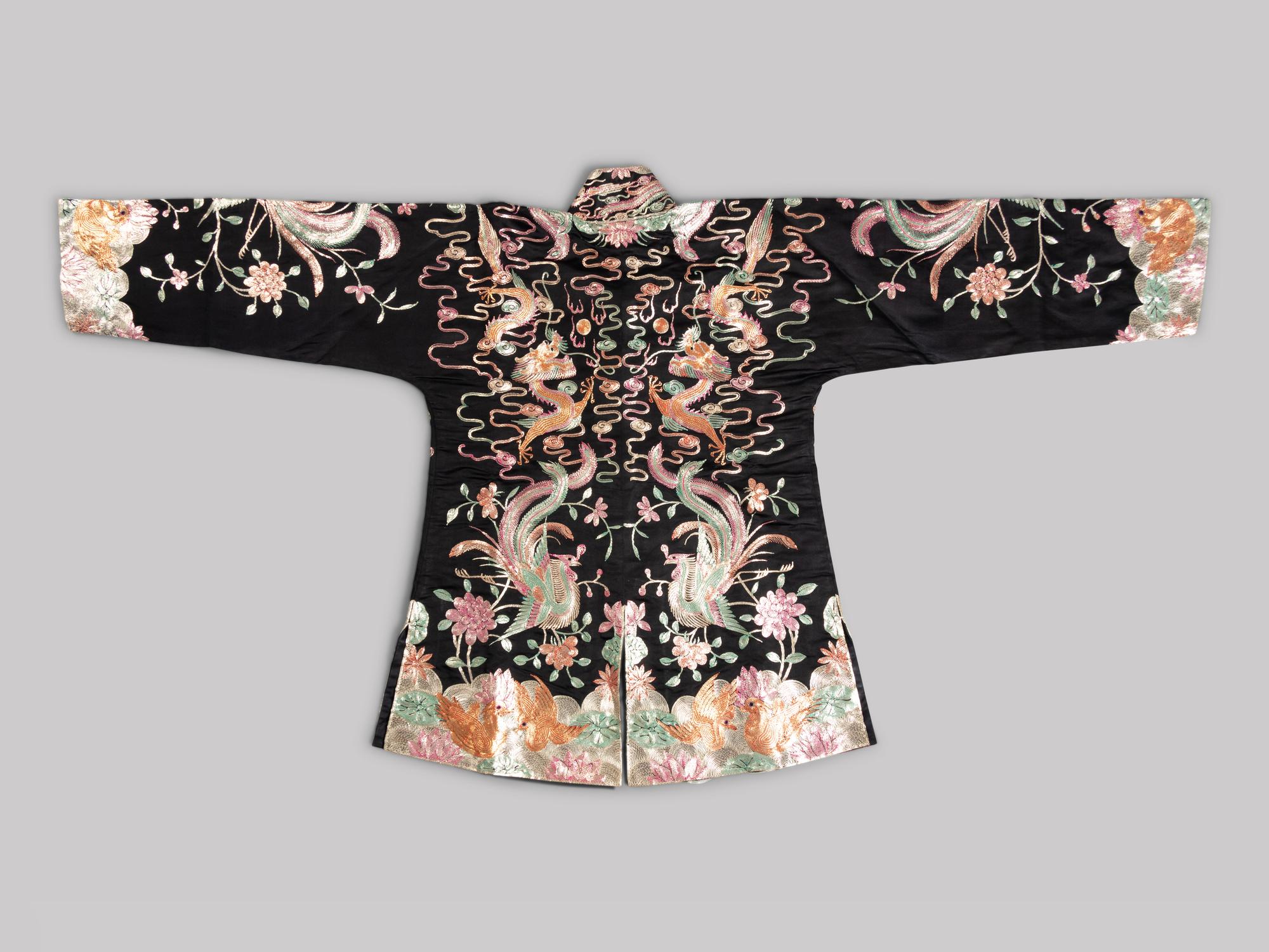 Two Sets of Chinese Embroidered Silk Wedding Gowns
