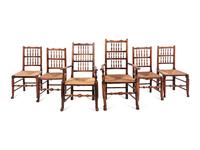 A Set of Six English Oak Lancashire Chairs
