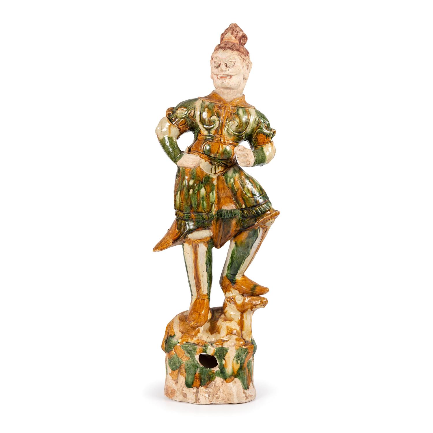 A Monumental Chinese Sancai Warrior Figure