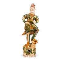 A Monumental Chinese Sancai Warrior Figure