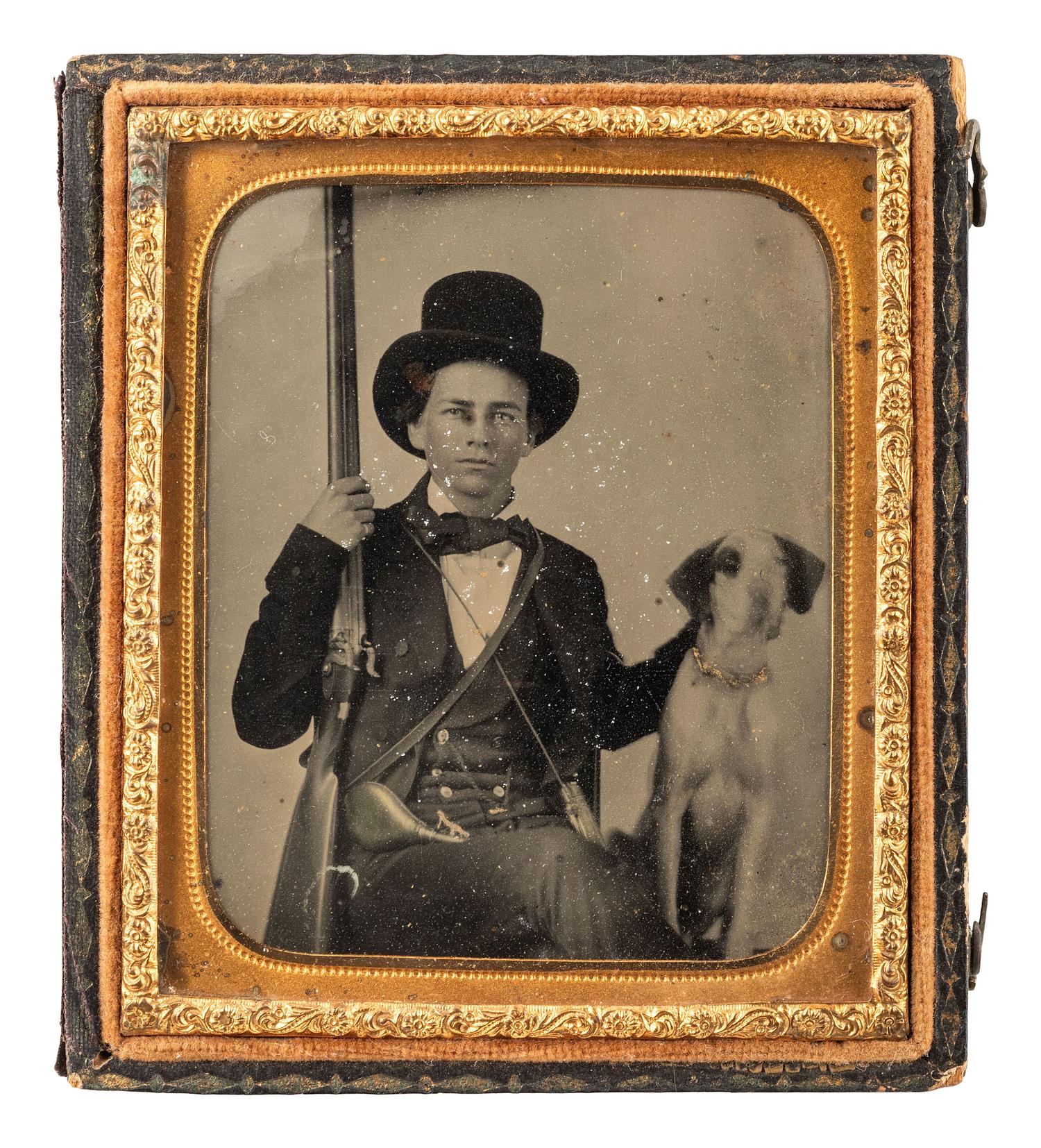 [CIVIL WAR]. Sixth plate antebellum ambrotype of Taliaferro "Tally" Simpson (1839-1863), who later served with the 3rd South Carolina Infantry, KIA Battle of Chickamauga.
