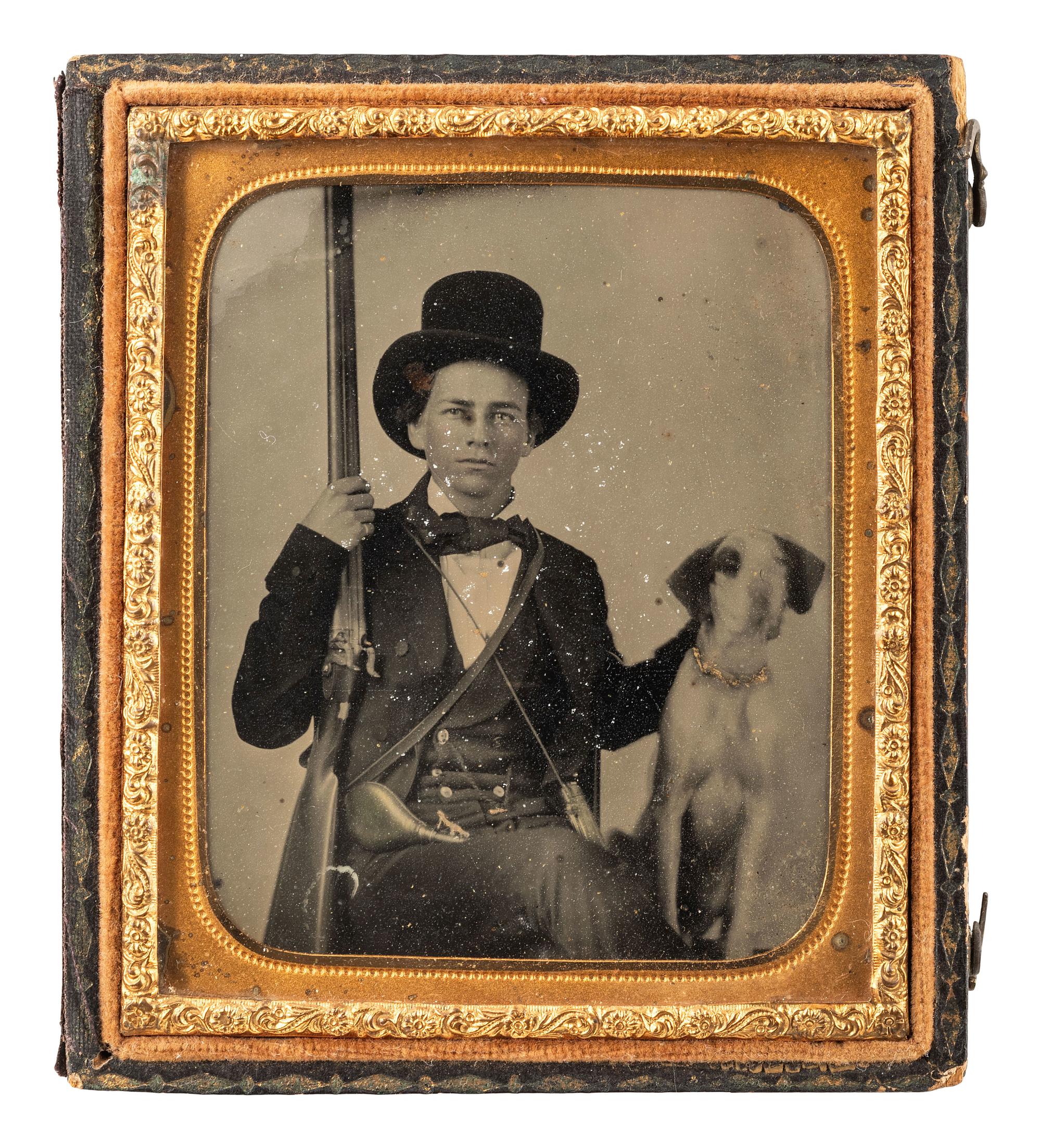 [CIVIL WAR]. Sixth plate antebellum ambrotype of Taliaferro "Tally" Simpson (1839-1863), who later served with the 3rd South Carolina Infantry, KIA Battle of Chickamauga.