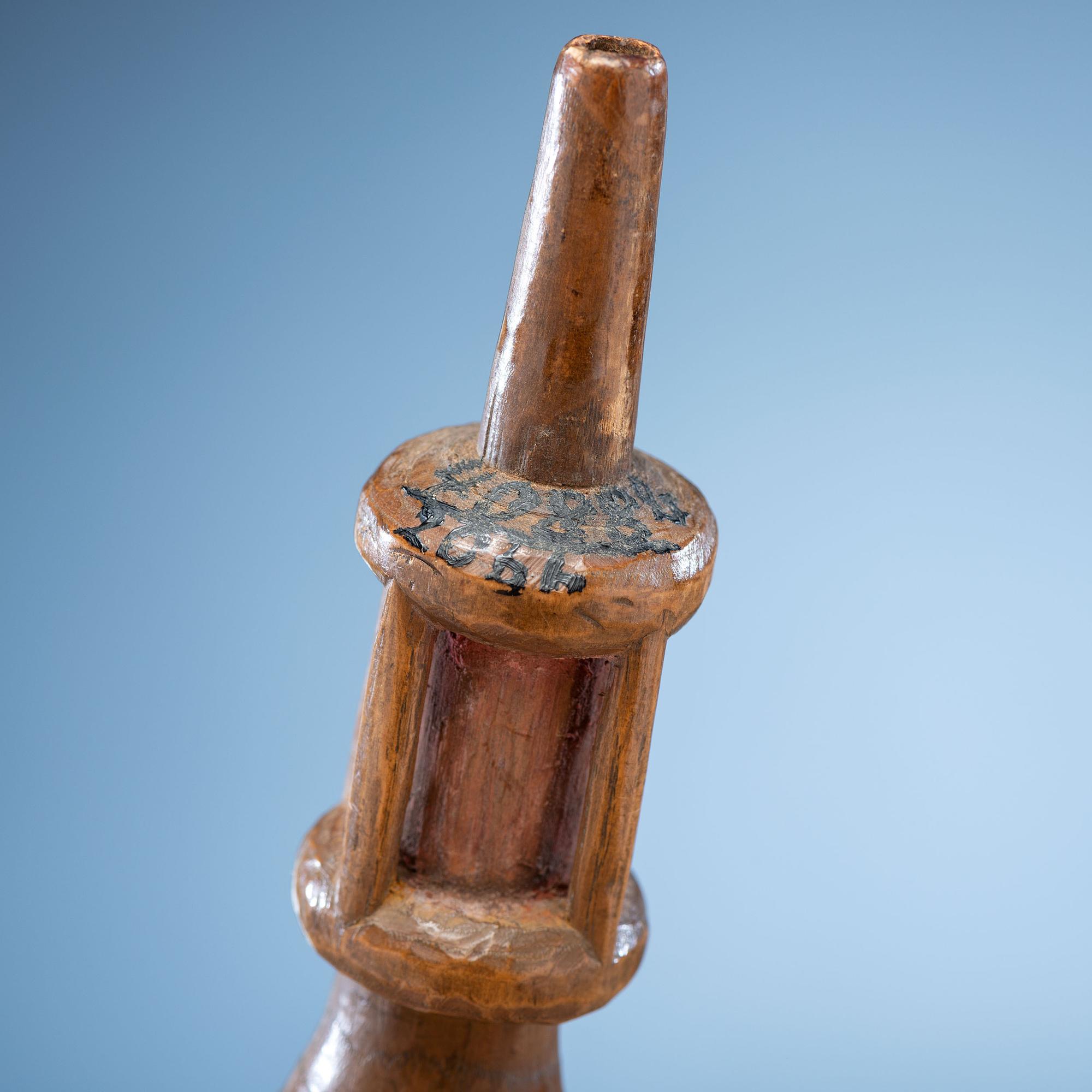 Western Great Lakes Polychrome Pipe Stem, with Catlinite Bowl