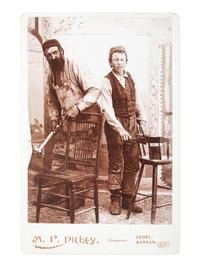 [EARLY PHOTOGRAPHY]. Dickey, M.P., photographer. Occupation cabinet card of two furniture makers. Leoti, Kansas.