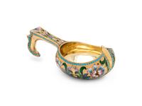 A Russian Silver-Gilt and Shaded Enamel Kovsh