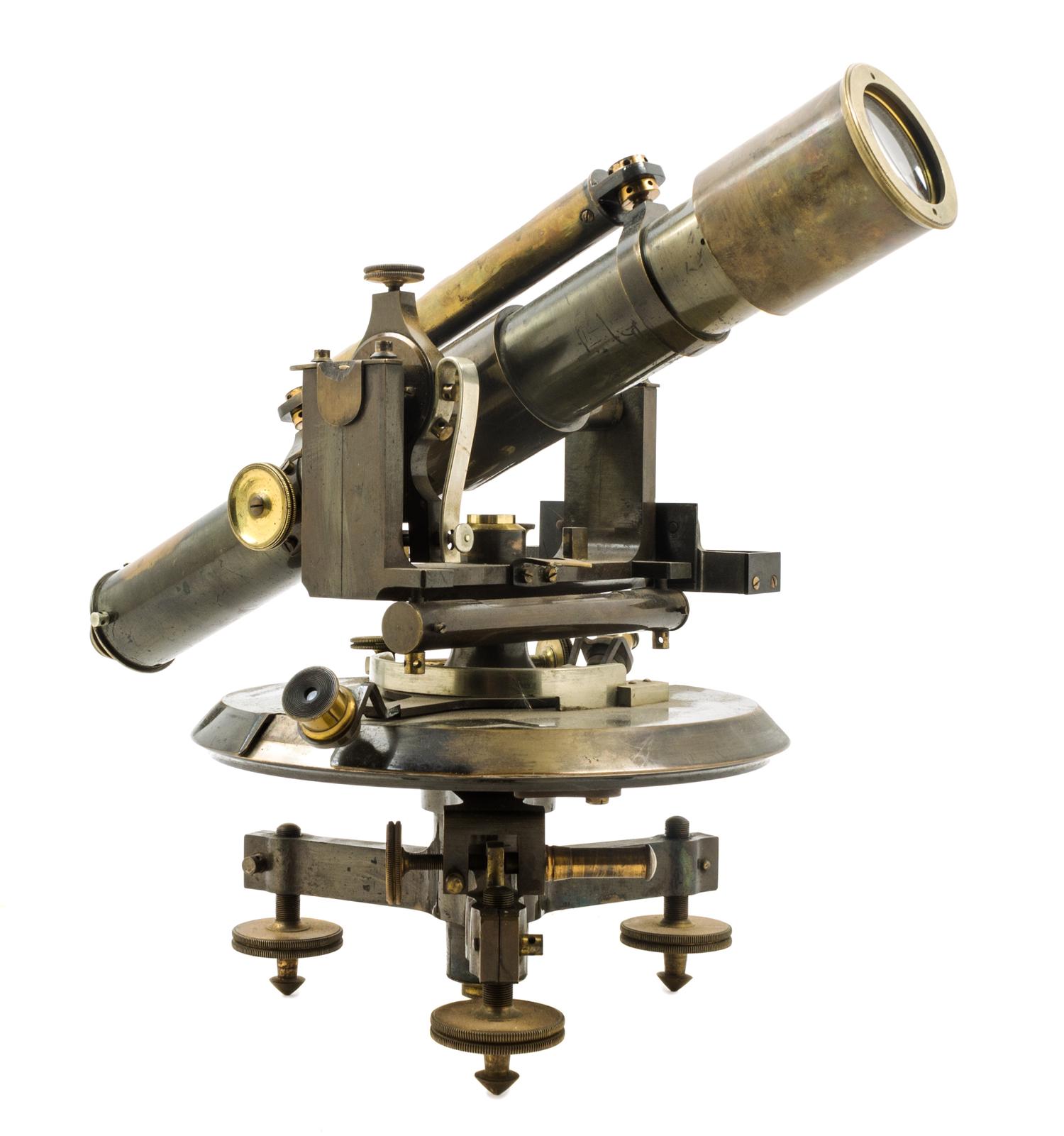 An English Lacquered Brass Transit Length of telescope 15 inches. — TROUGHTON & SIMMS, LONDON, 20TH CENTURY