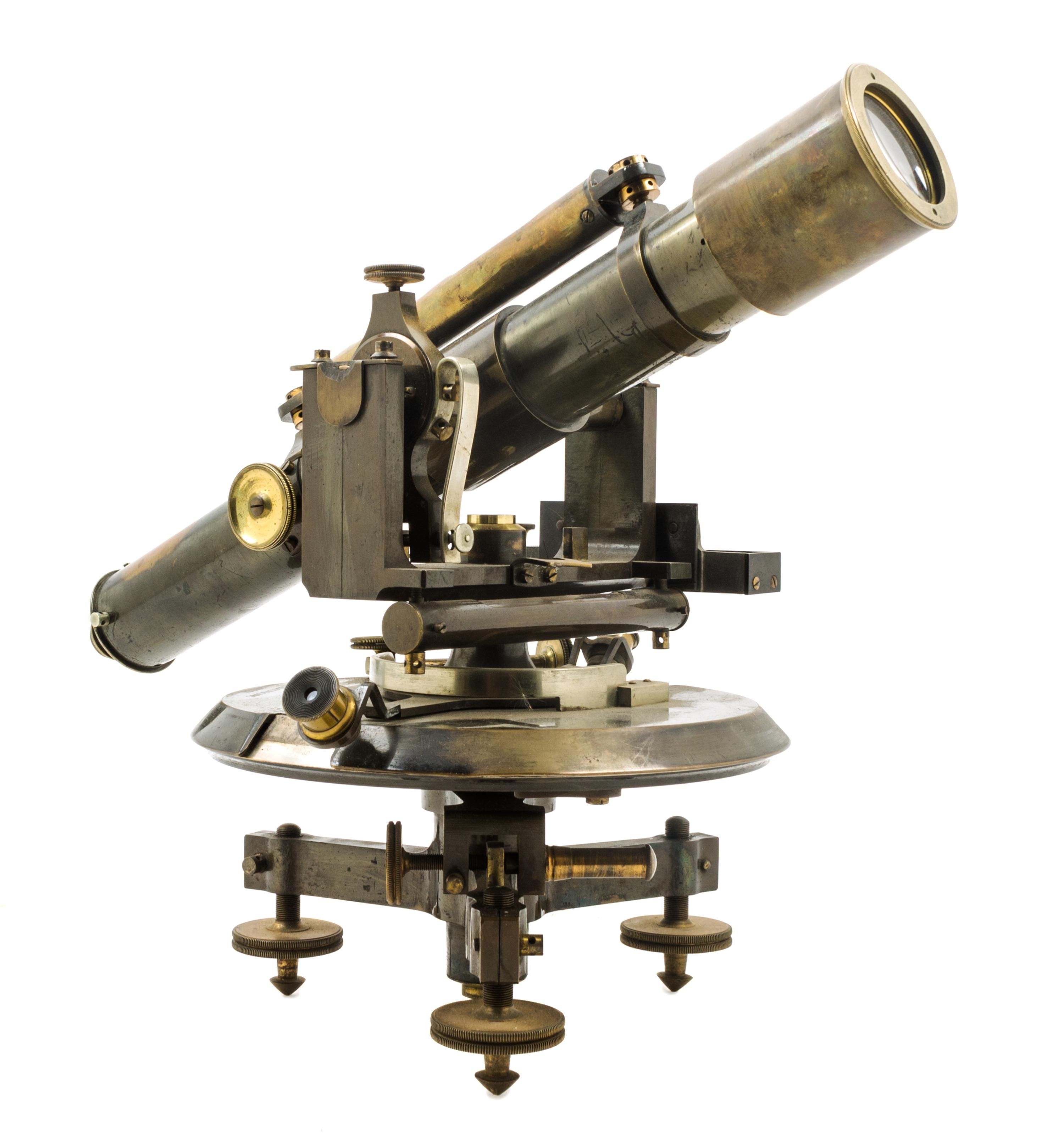 An English Lacquered Brass Transit Length of telescope 15 inches. — TROUGHTON & SIMMS, LONDON, 20TH CENTURY