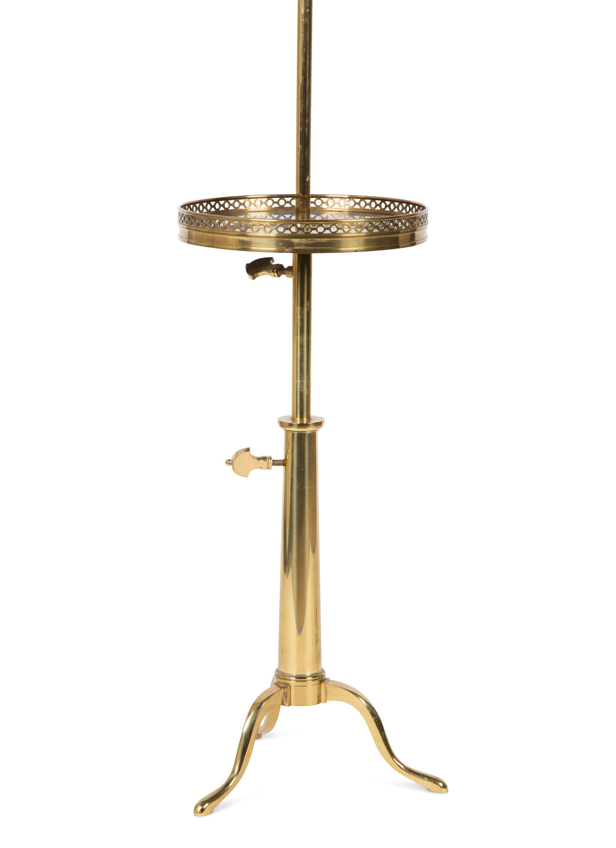 A Directoire Style Brass Floor Lamp Table