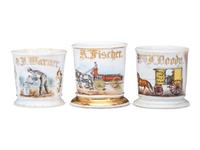 Three Milkman's Porcelain Occupational Shaving Mugs