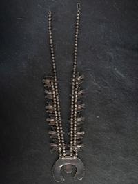 Zuni Silver and Petit Point Turquoise Squash Blossom Necklace