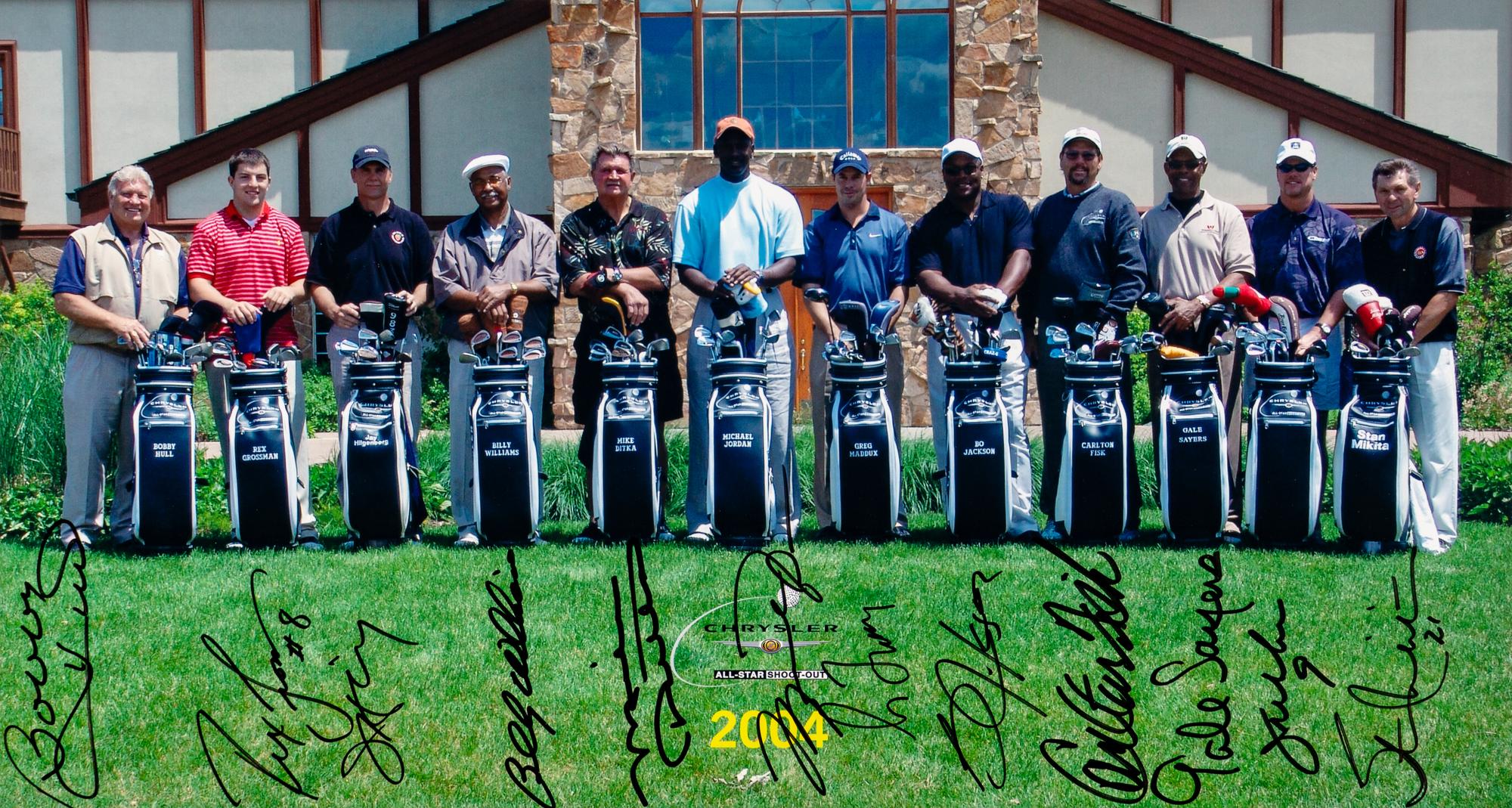 A 2004 Chrysler Golf Shootout Chicago Sports Stars Multi Signed Autograph Photo Including Michael Jordan (Beckett Authentication Services)