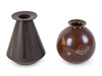 Two Contemporary Inlaid Bronze Vases — 20TH/21ST CENTURY