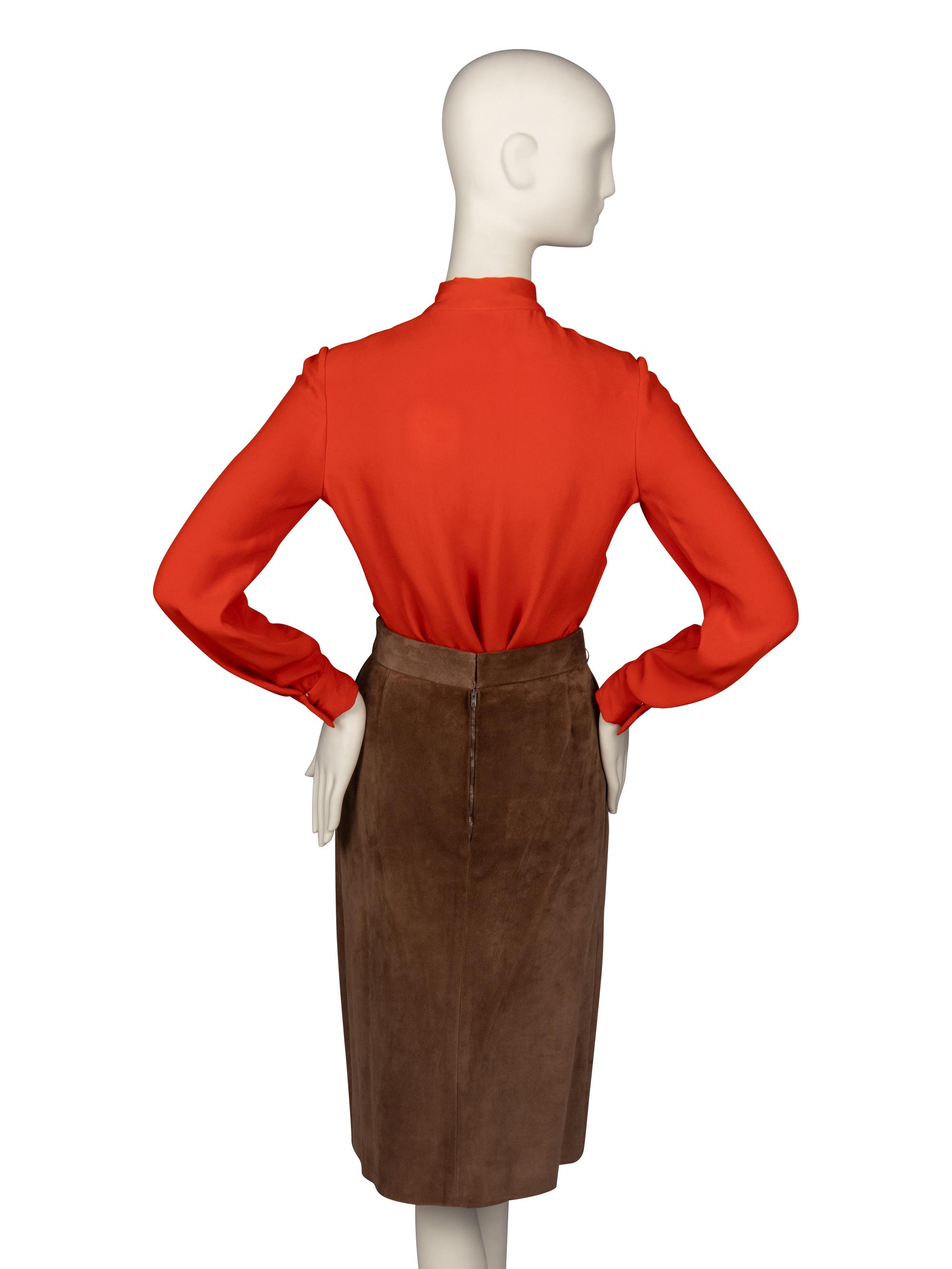 Christian Dior, Haute Couture Blouse and Suede Skirt, F/W 1975