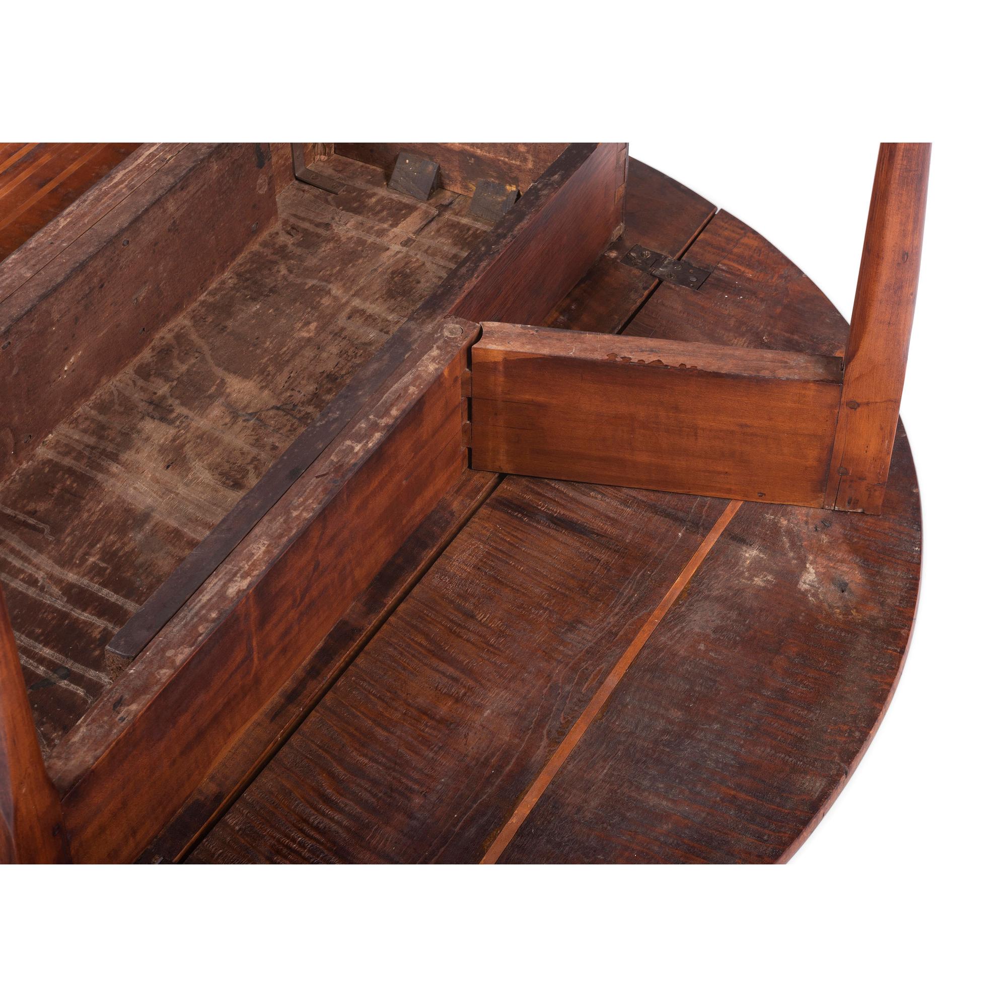 A Queen Anne Tiger Maple Pad-Foot Drop-Leaf Table
