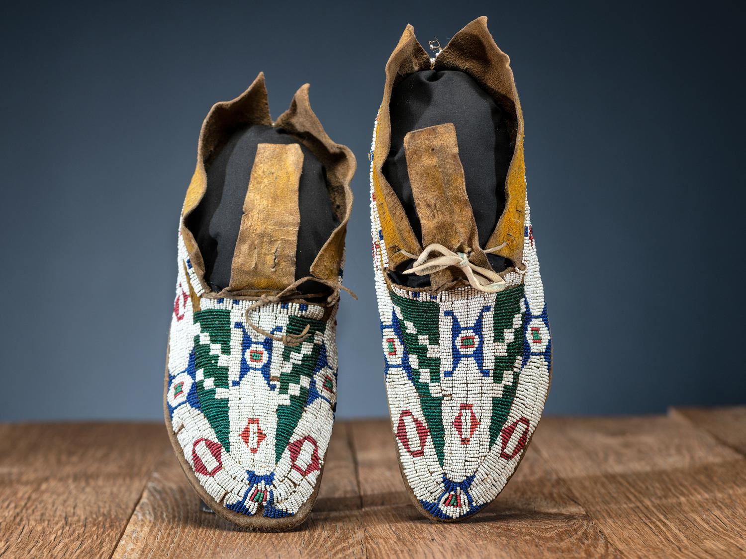 Cheyenne Beaded Hide Moccasins